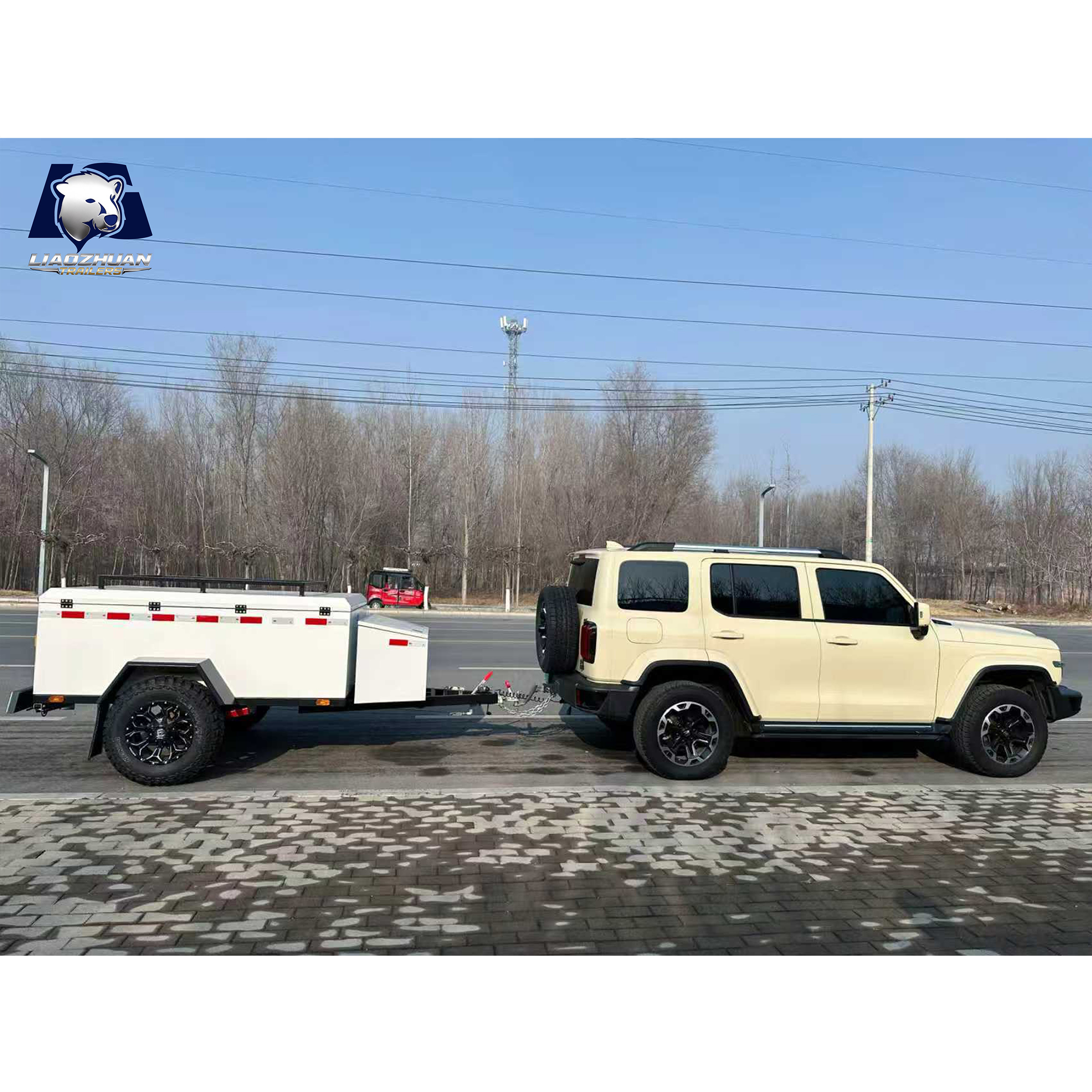 White camping trailer