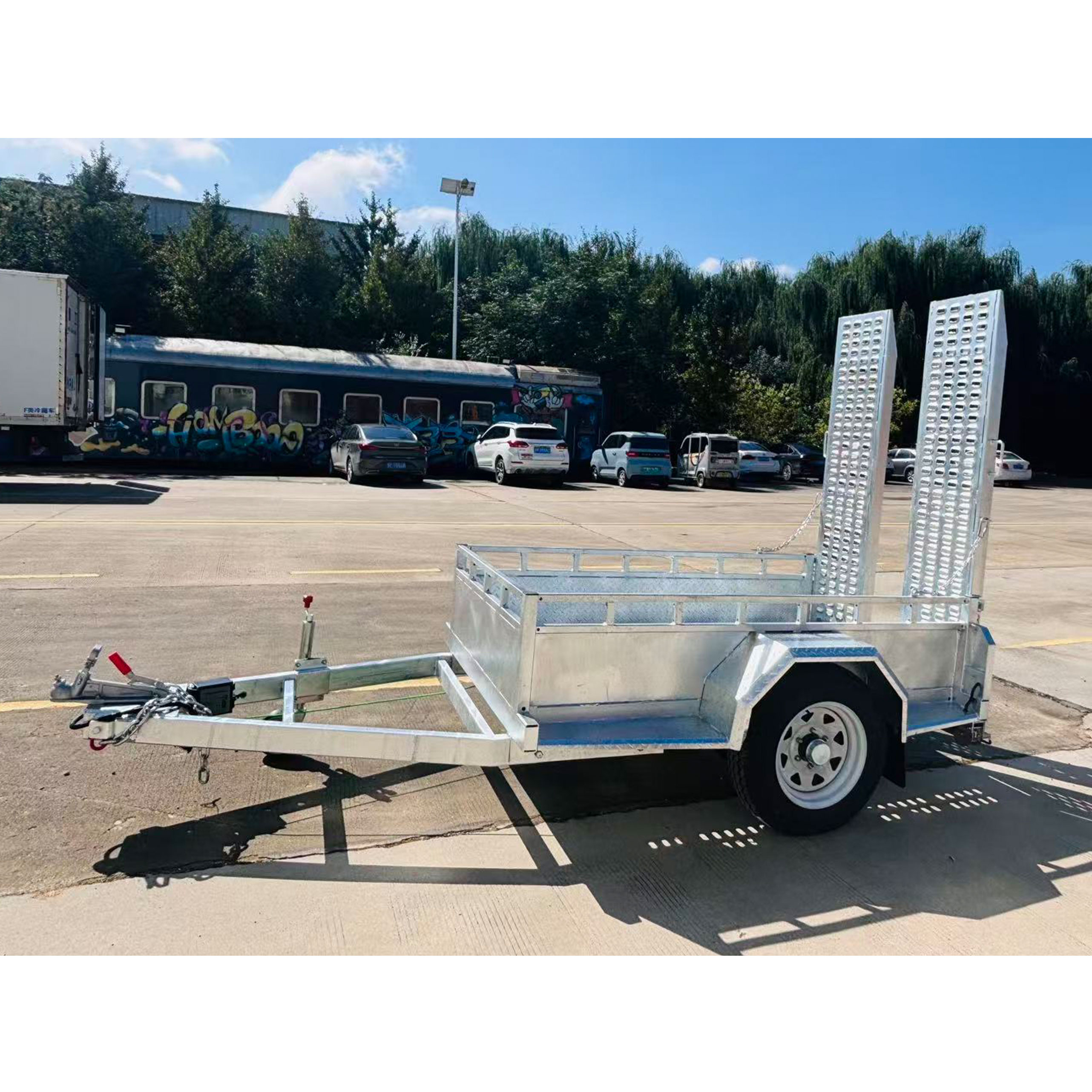 Single-axis scissor-type lifting trailer