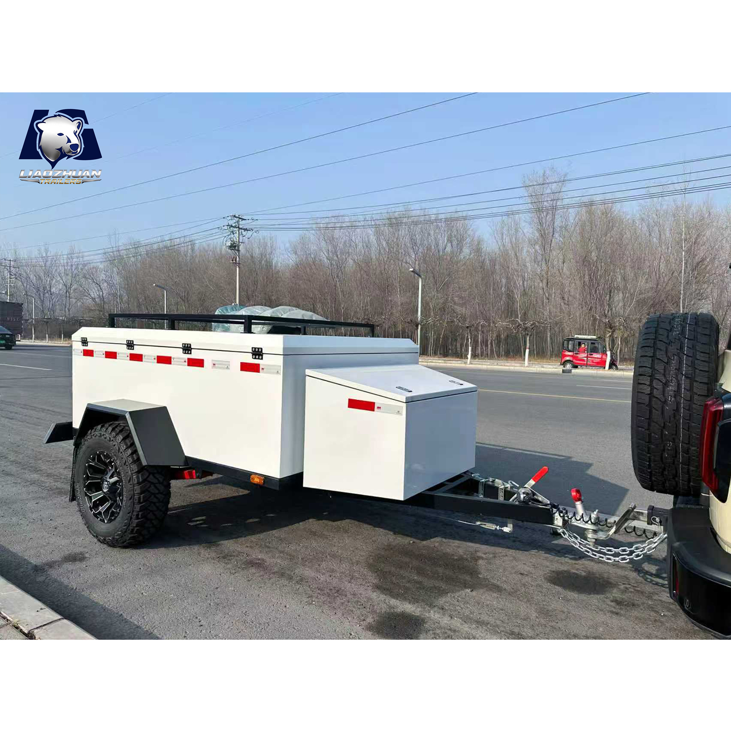 White camping trailer