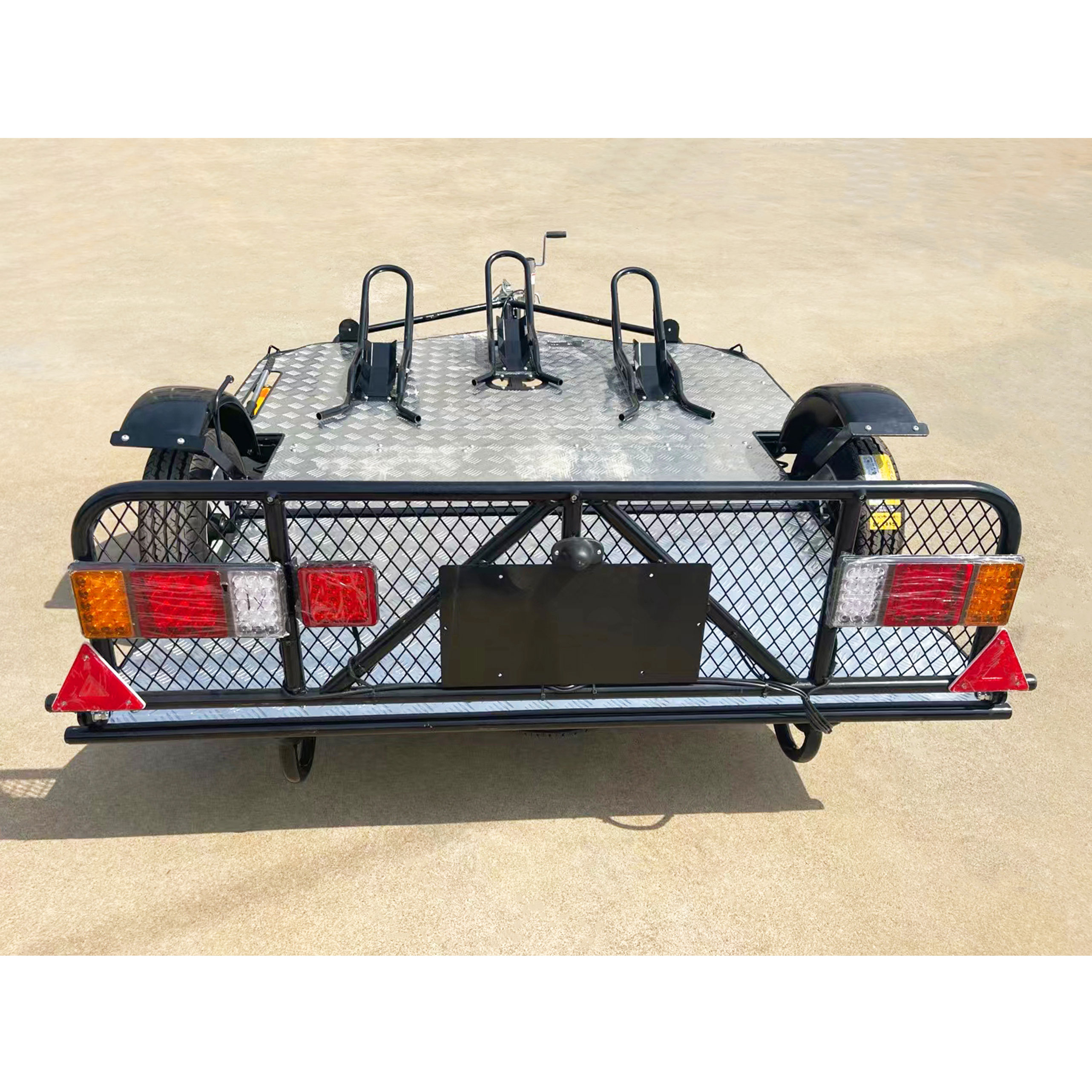 Double hydraulic trailer motorcycle trailer