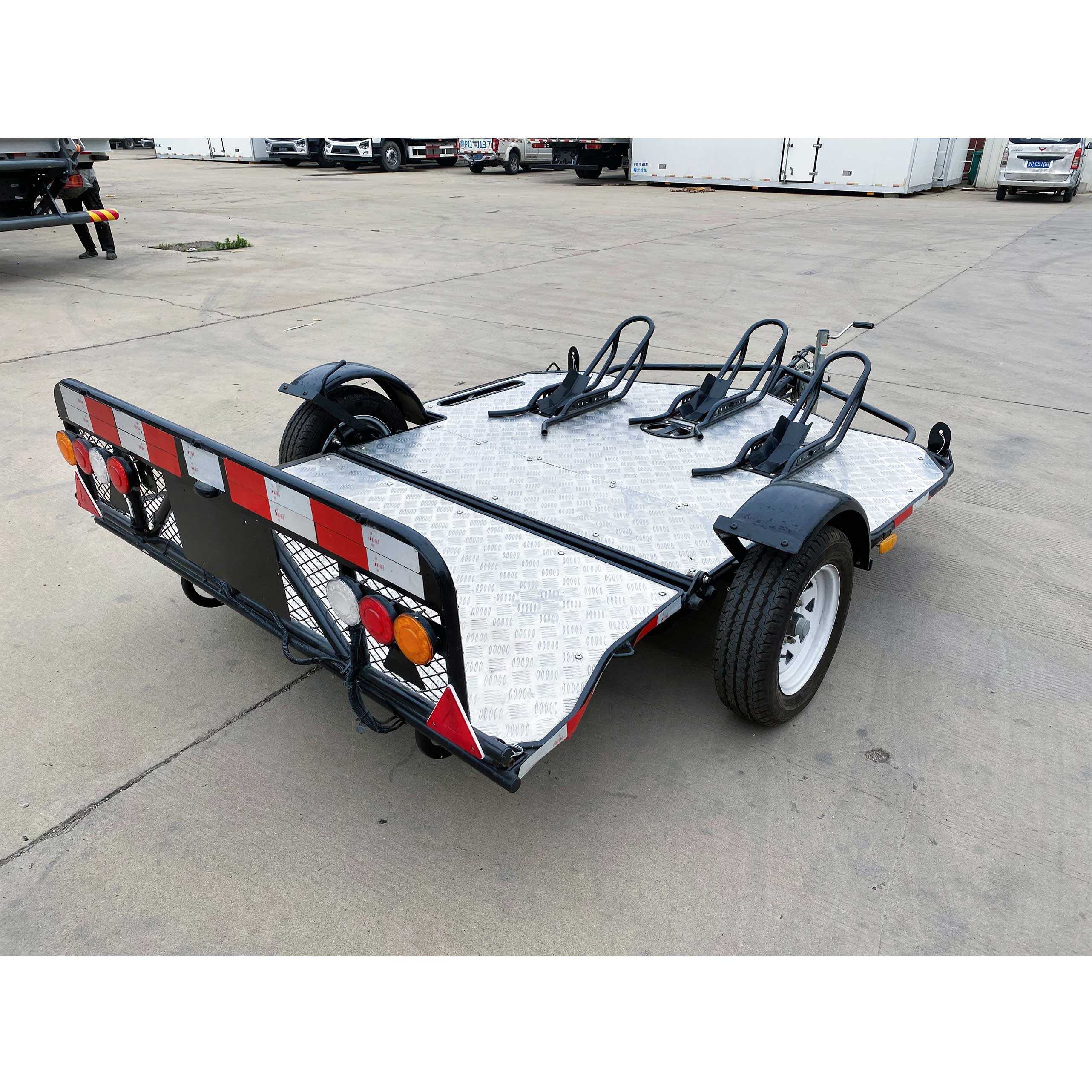 Double hydraulic trailer motorcycle trailer