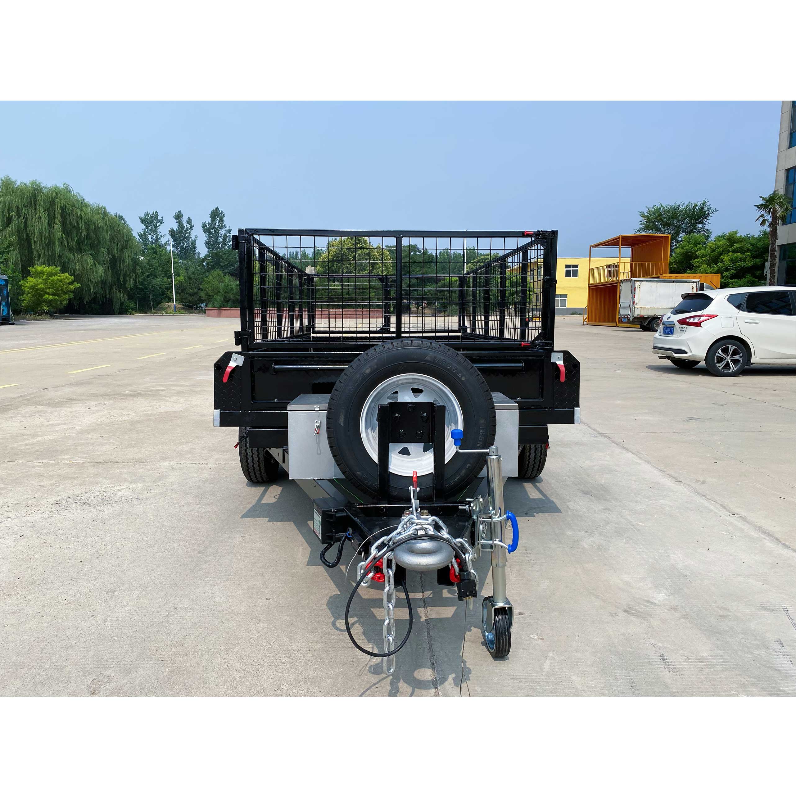 Double-axis black cage-type hydraulic dump truck trailer