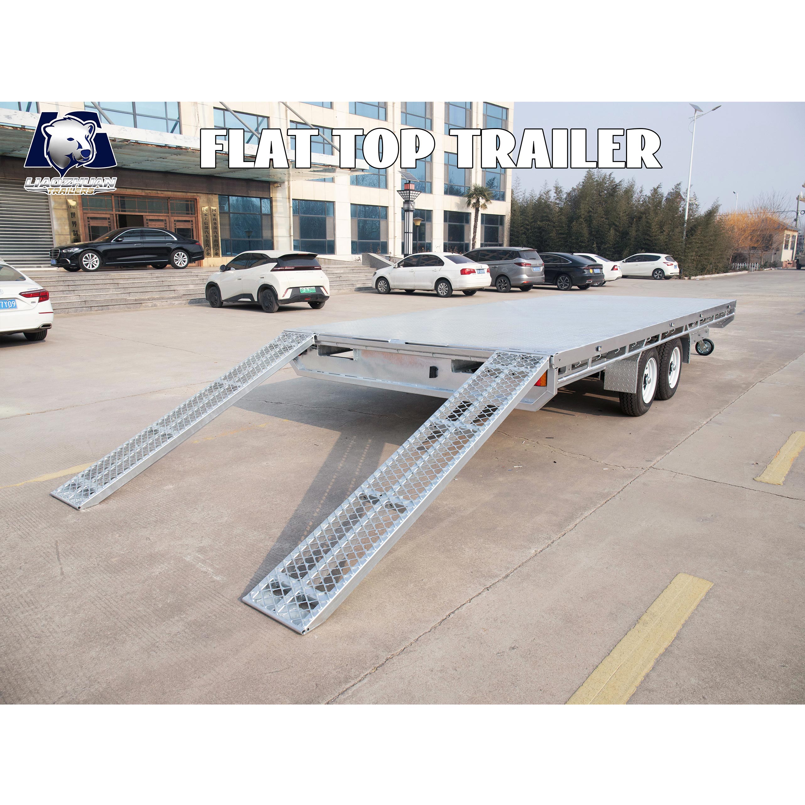 Au Double-axis flat-top trailer