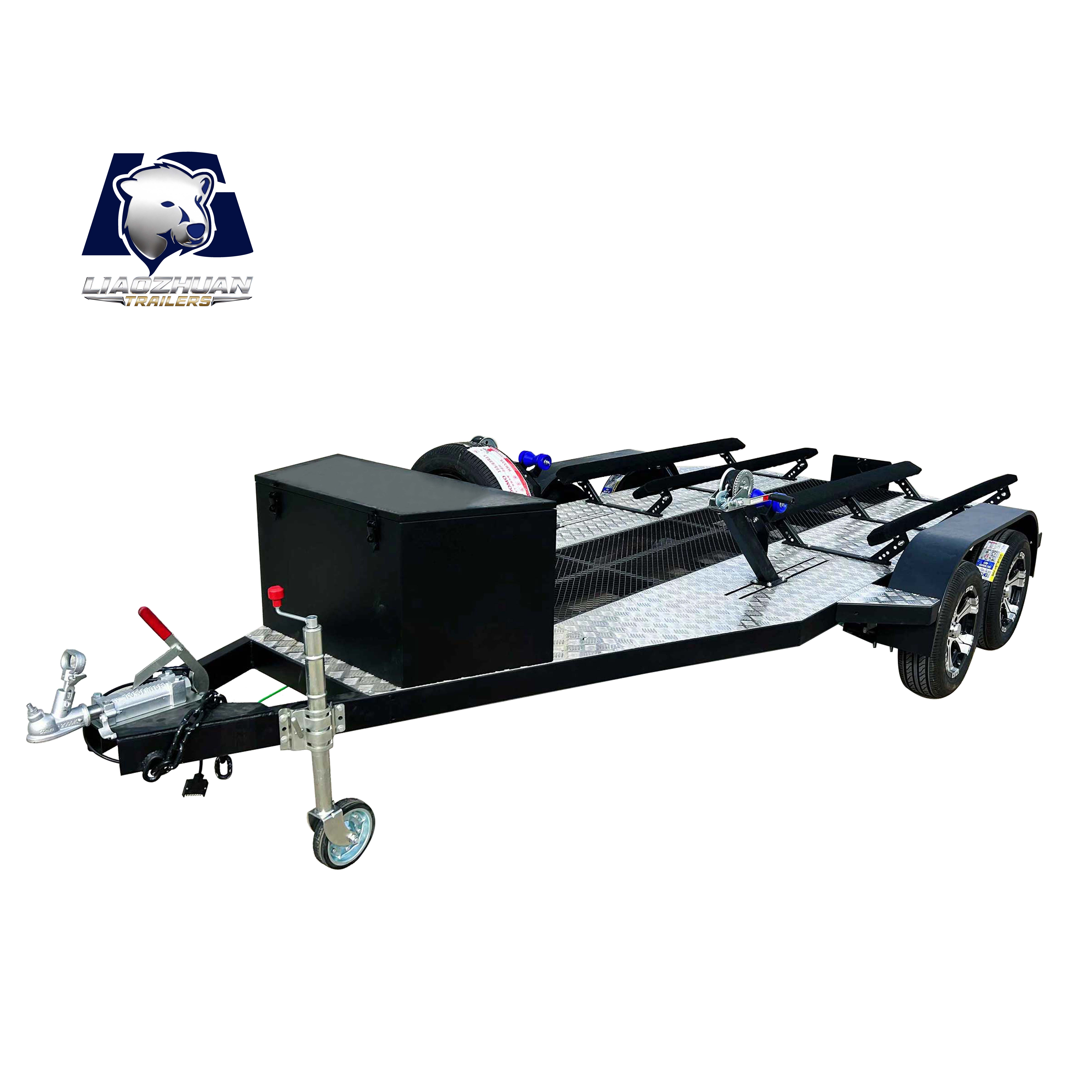 Double motorboat trailer