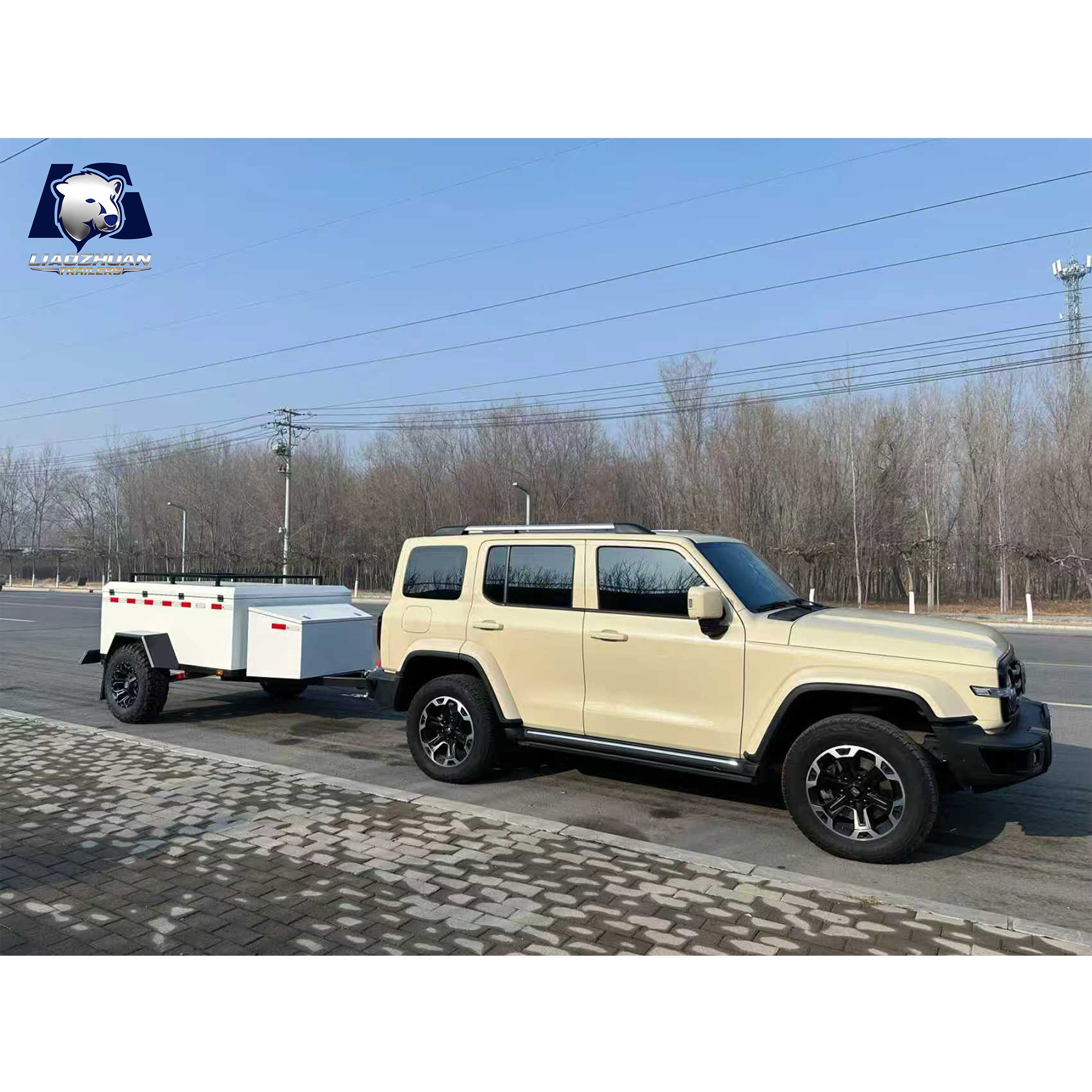 White camping trailer