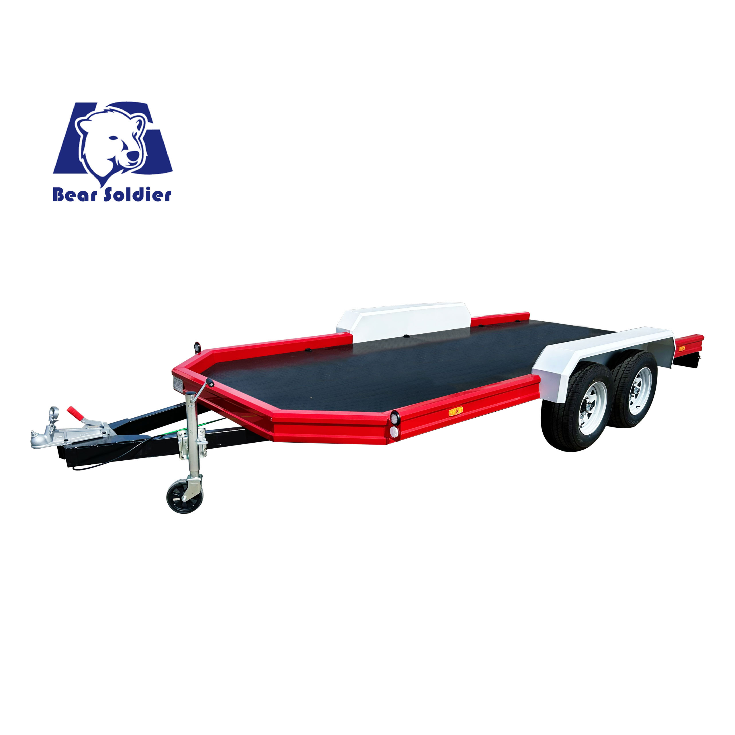 Red flatbed trailer