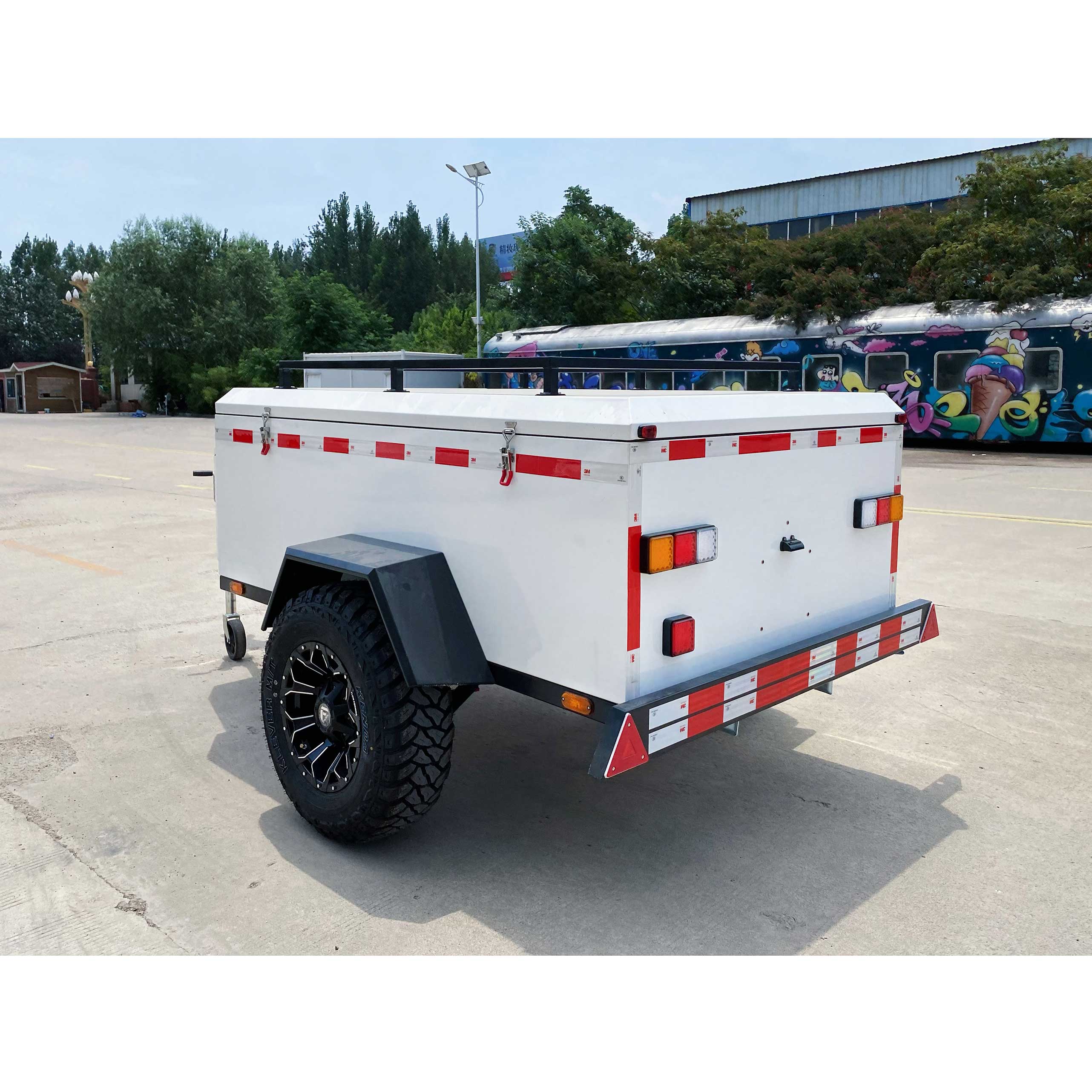 White camping trailer