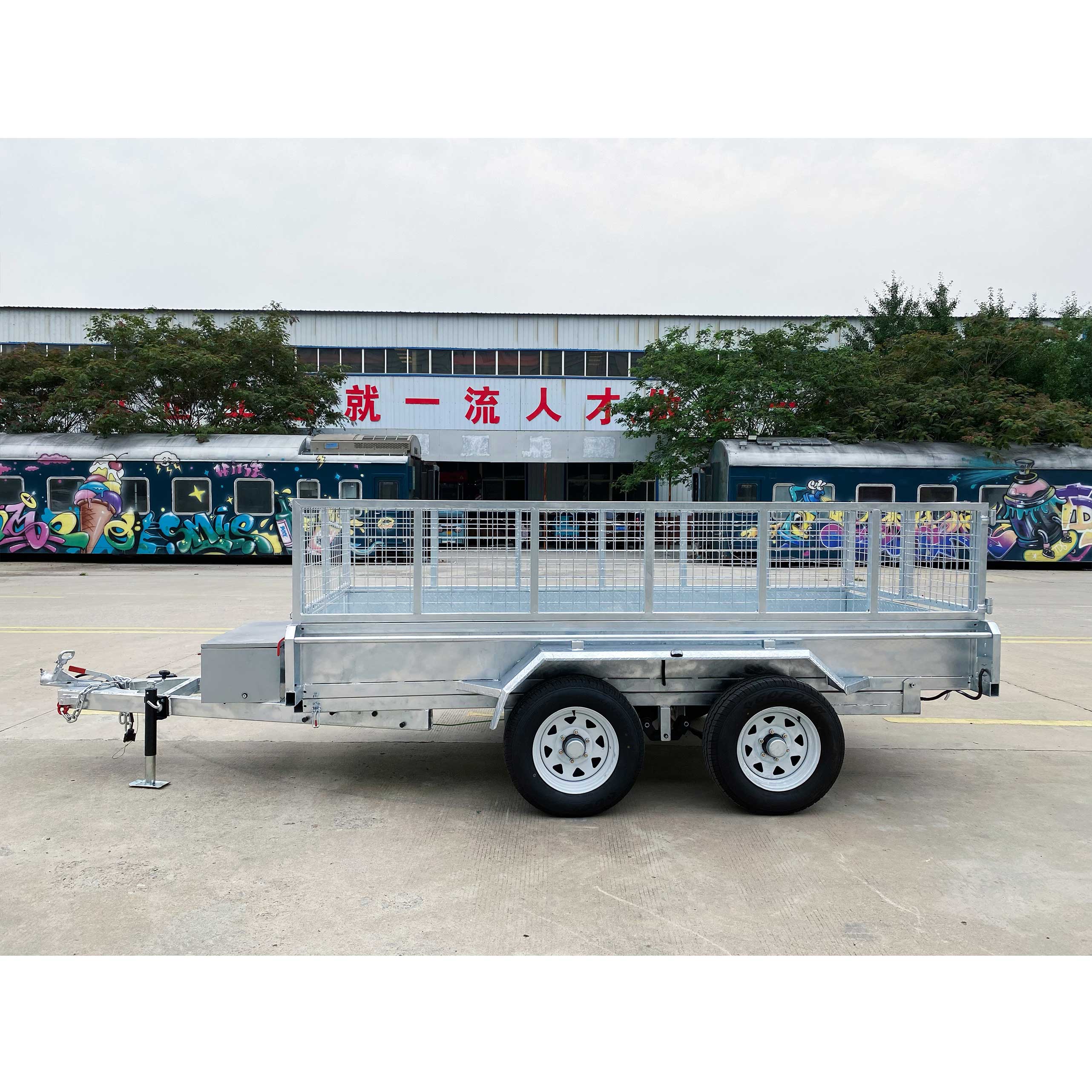 Double-axis hot-dip galvanized dump cage trailer
