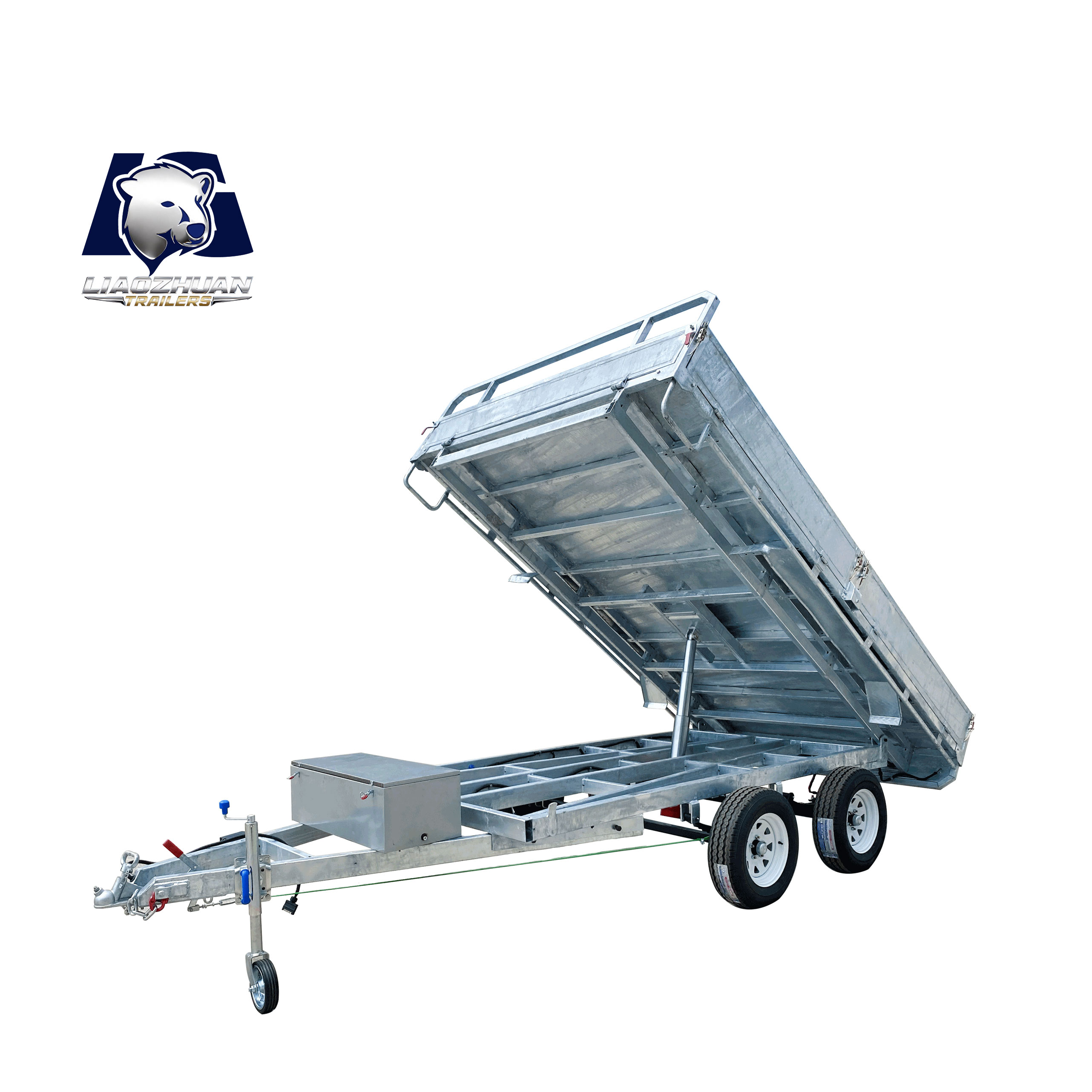 Series-connected dual-axis self-unloading hydraulic trailer