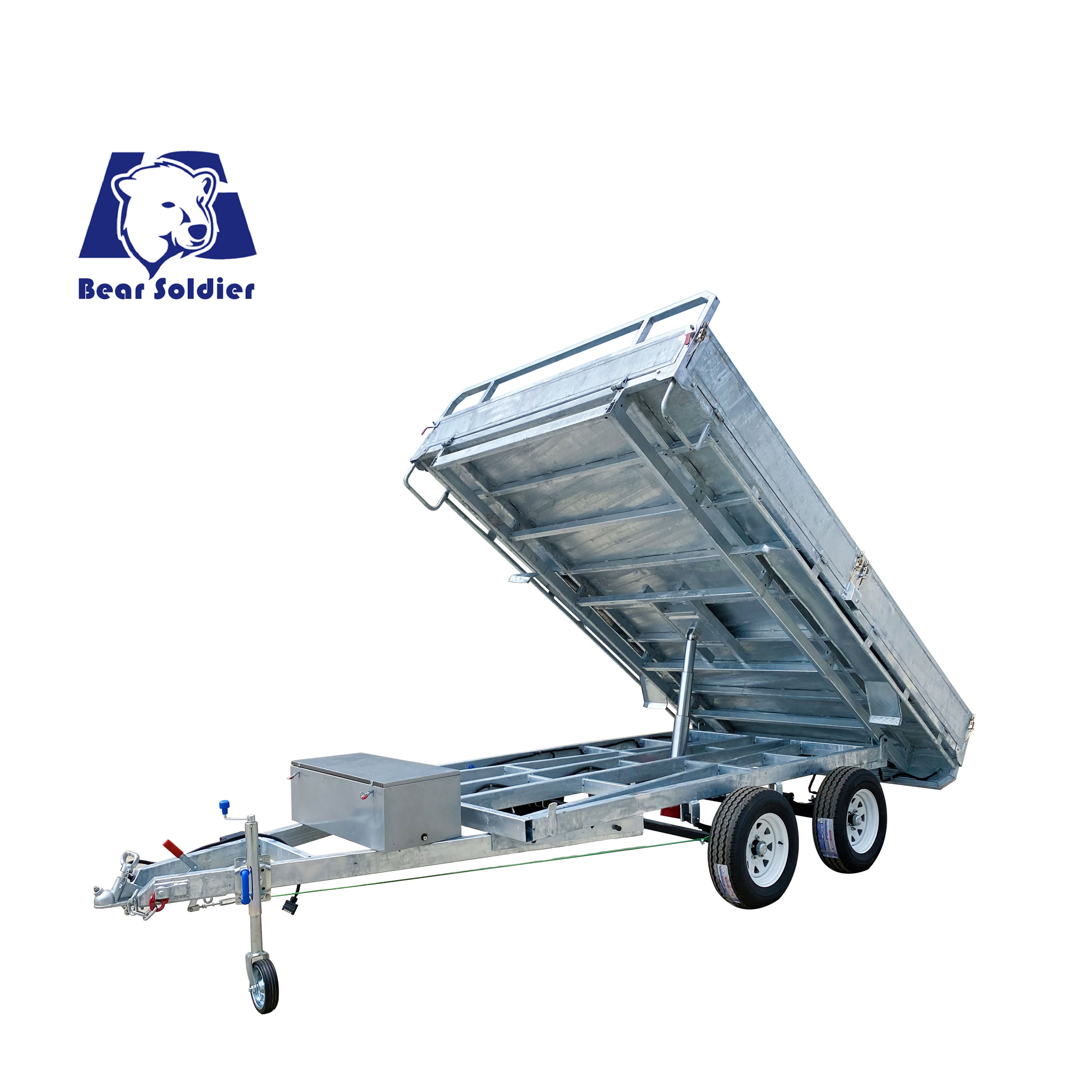 Series-connected dual-axis self-unloading hydraulic trailer