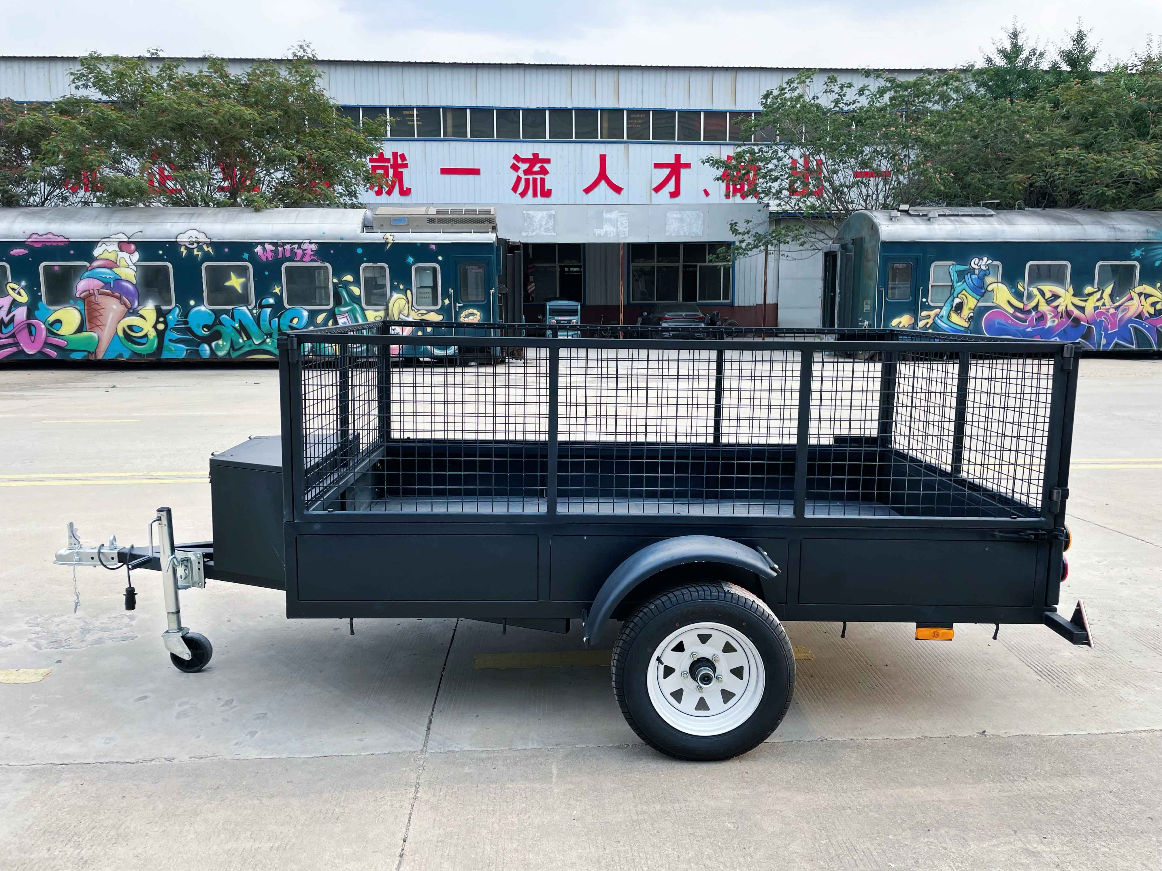 Single-axis powder-coated black box trailer