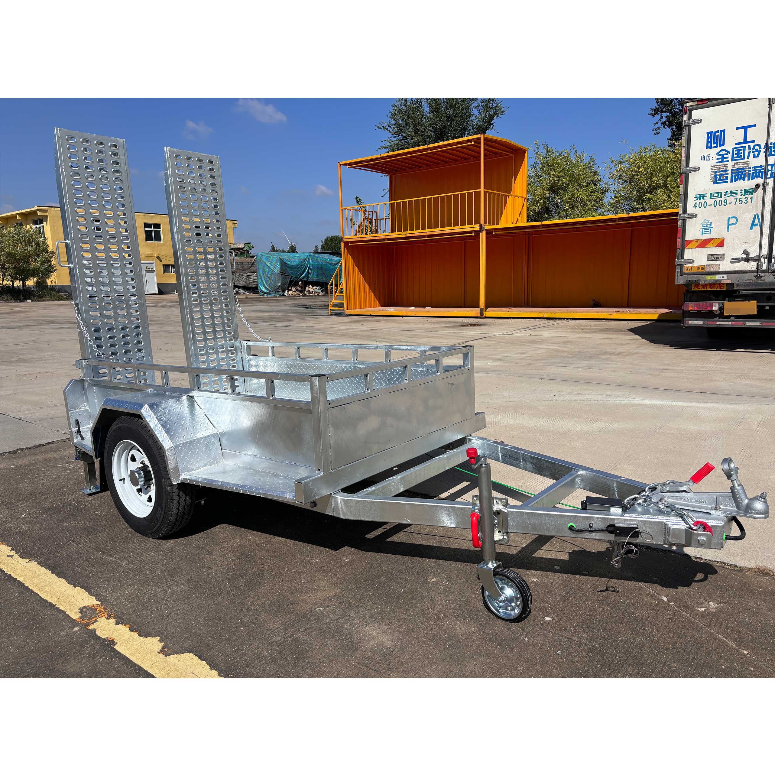 Single-axis scissor-type lifting trailer