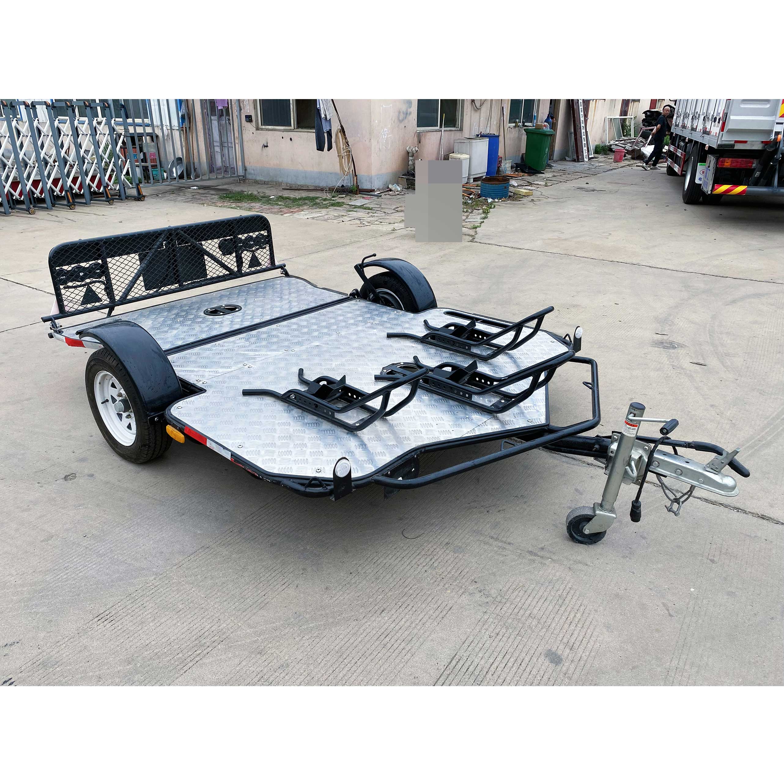 Double hydraulic trailer motorcycle trailer