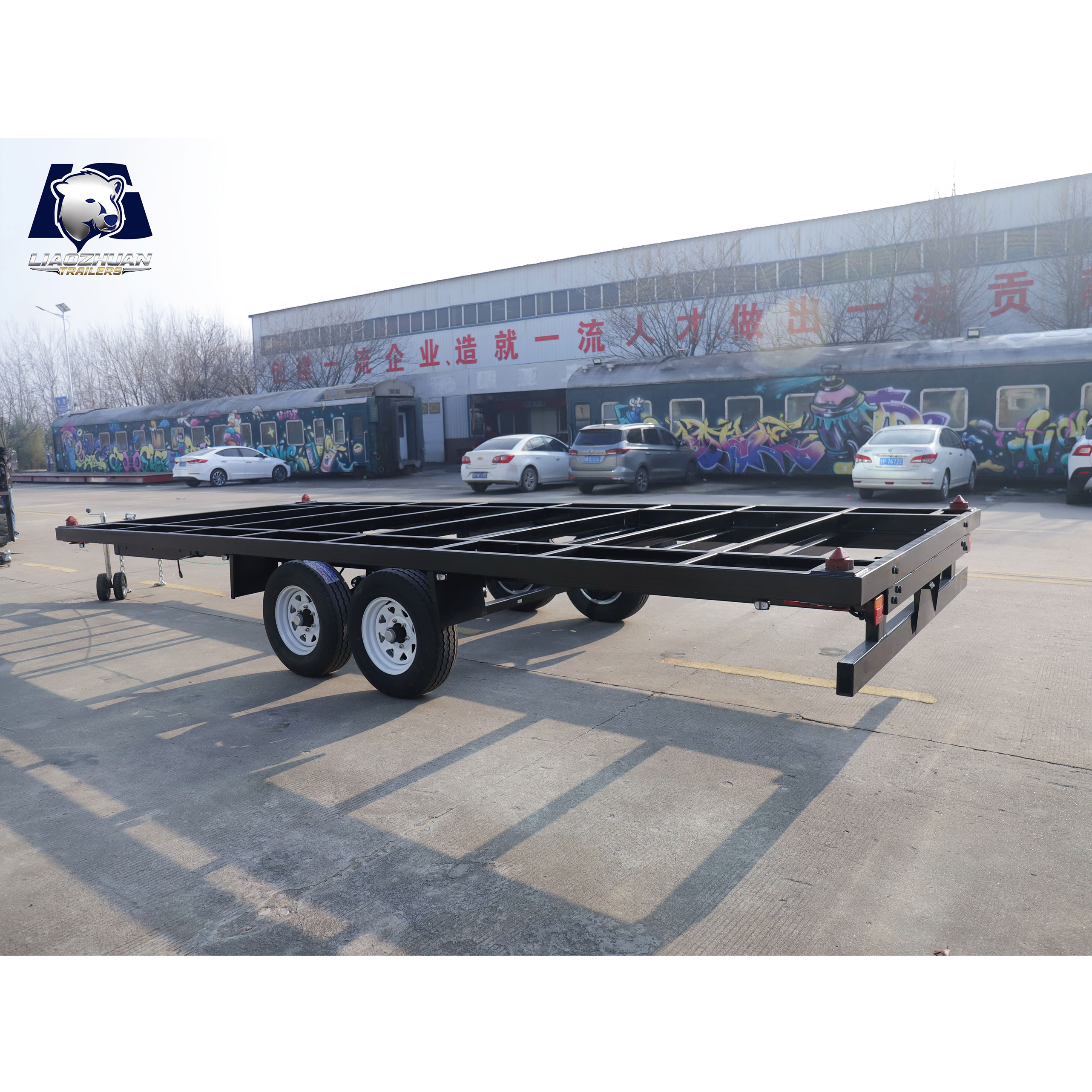 Double-axis container trailer