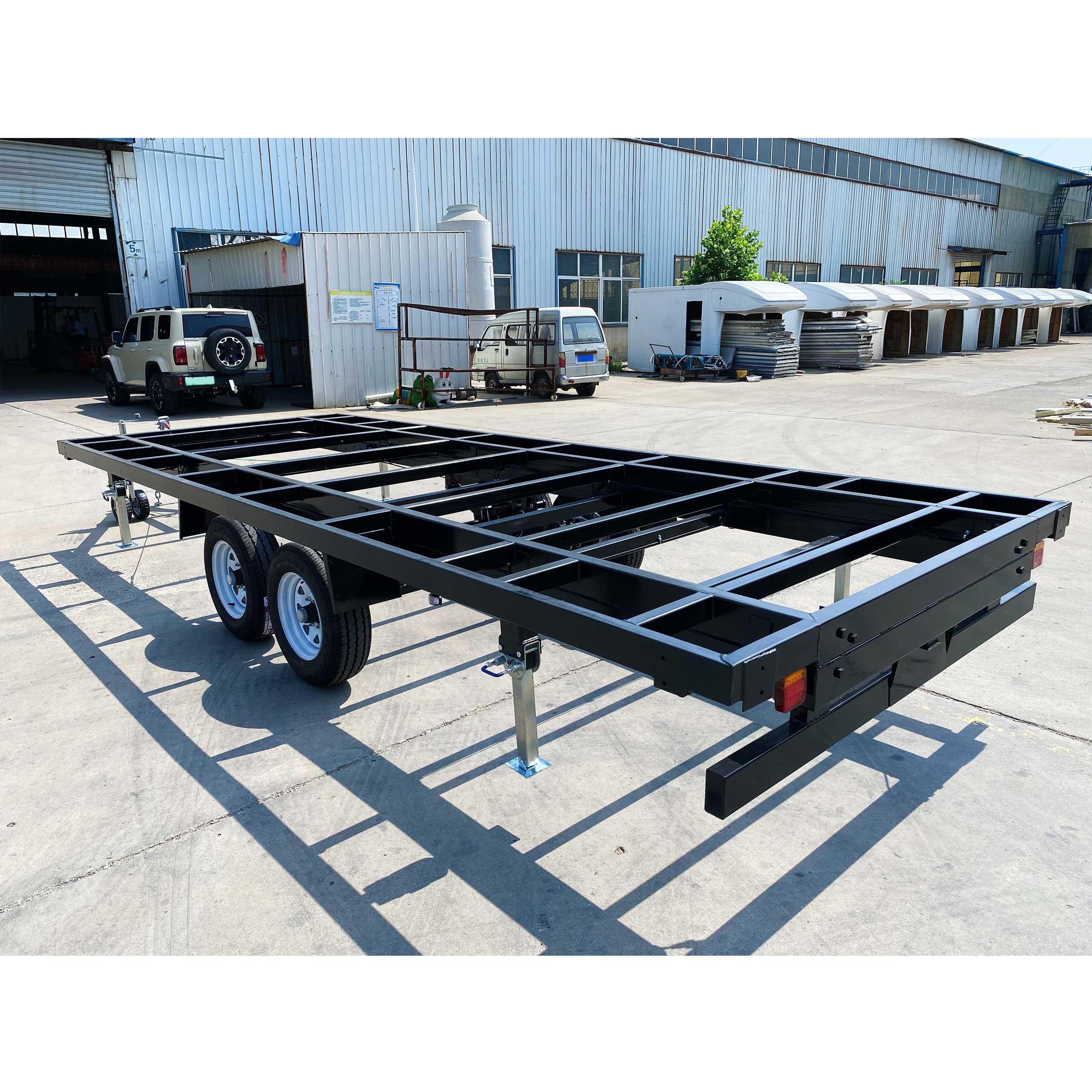 Double-axis frame container house trailer