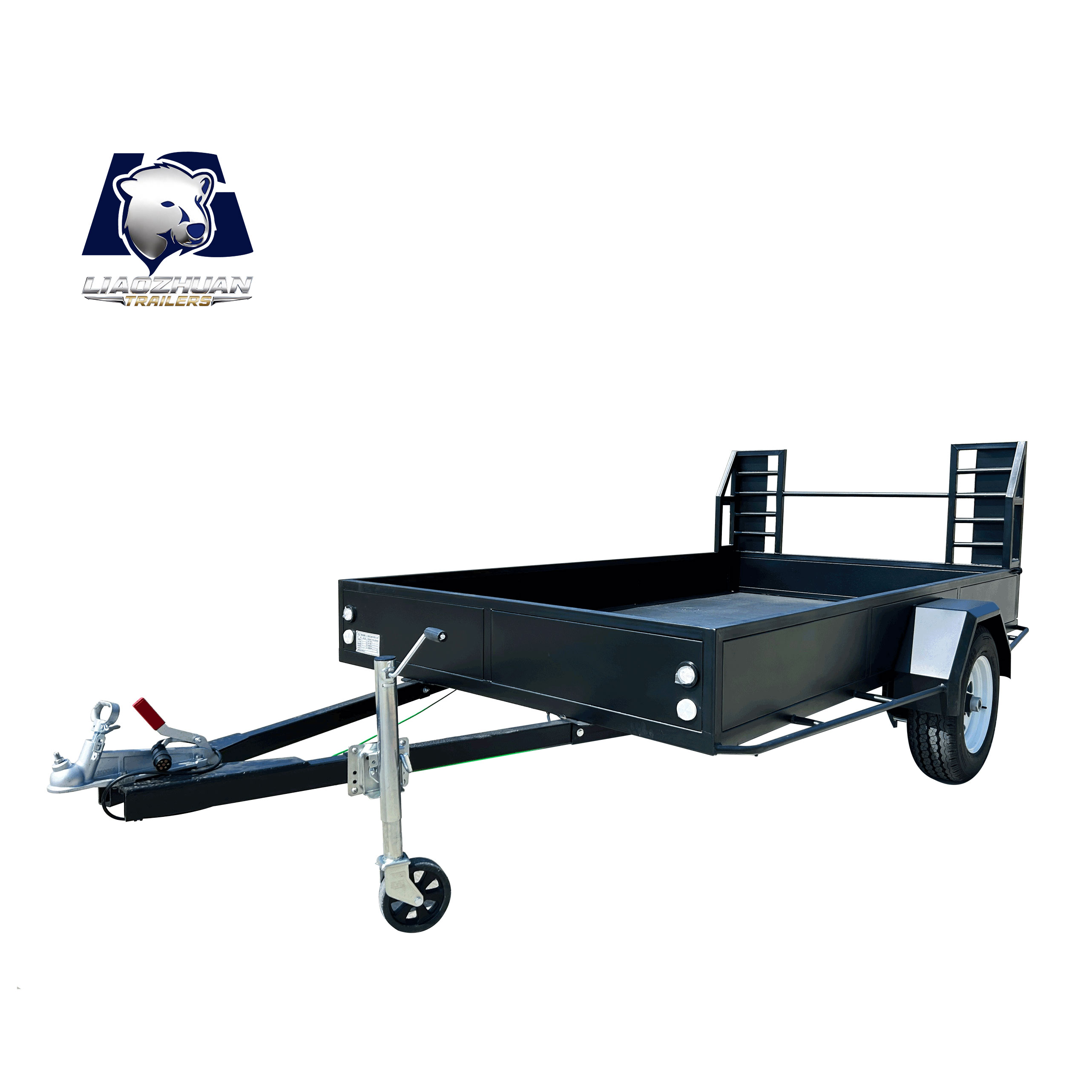 Agricultural fence truck trailer with mid-mounted axle for towing goods trailer