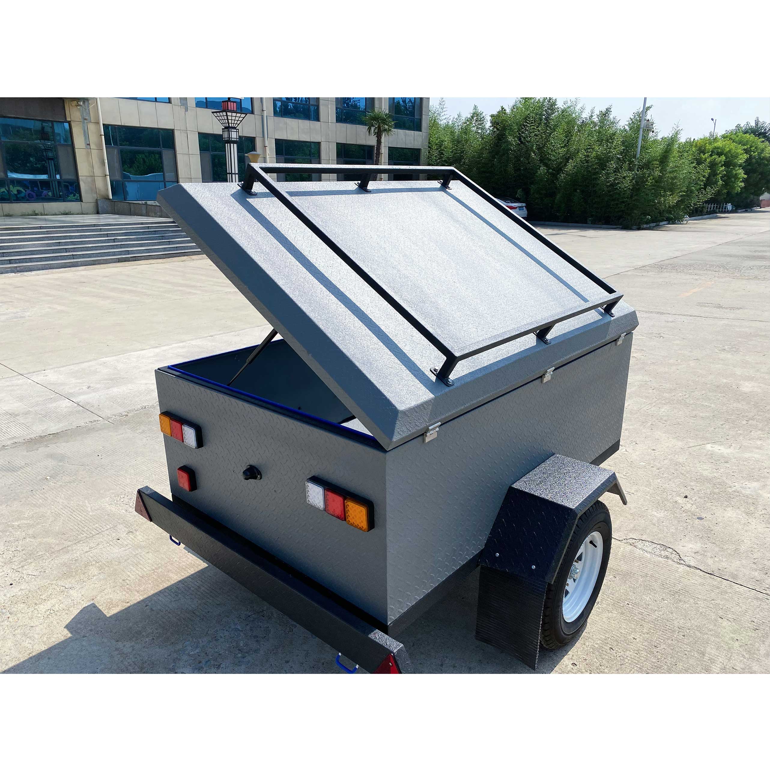 Grey camping trailer