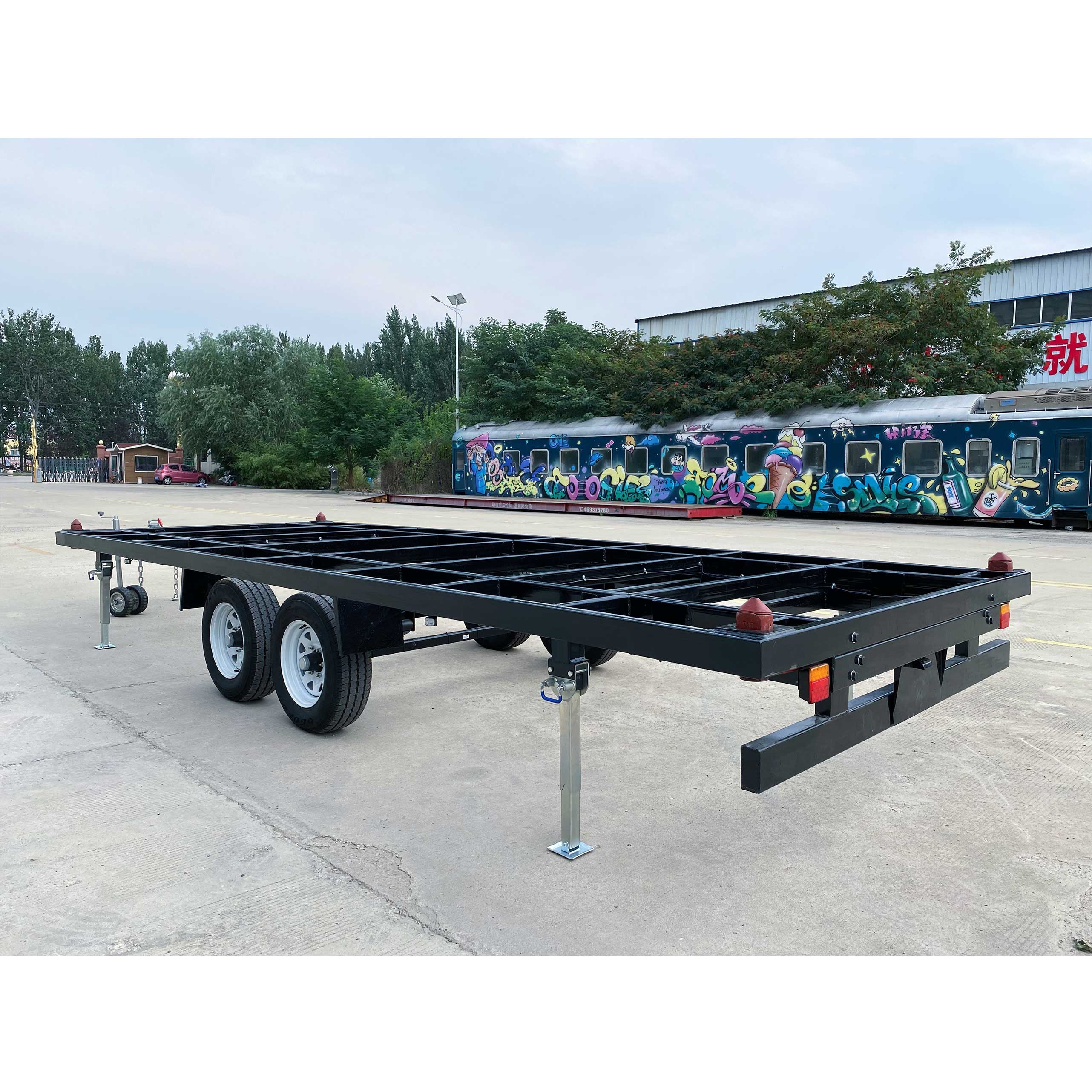Double-axis frame container house trailer