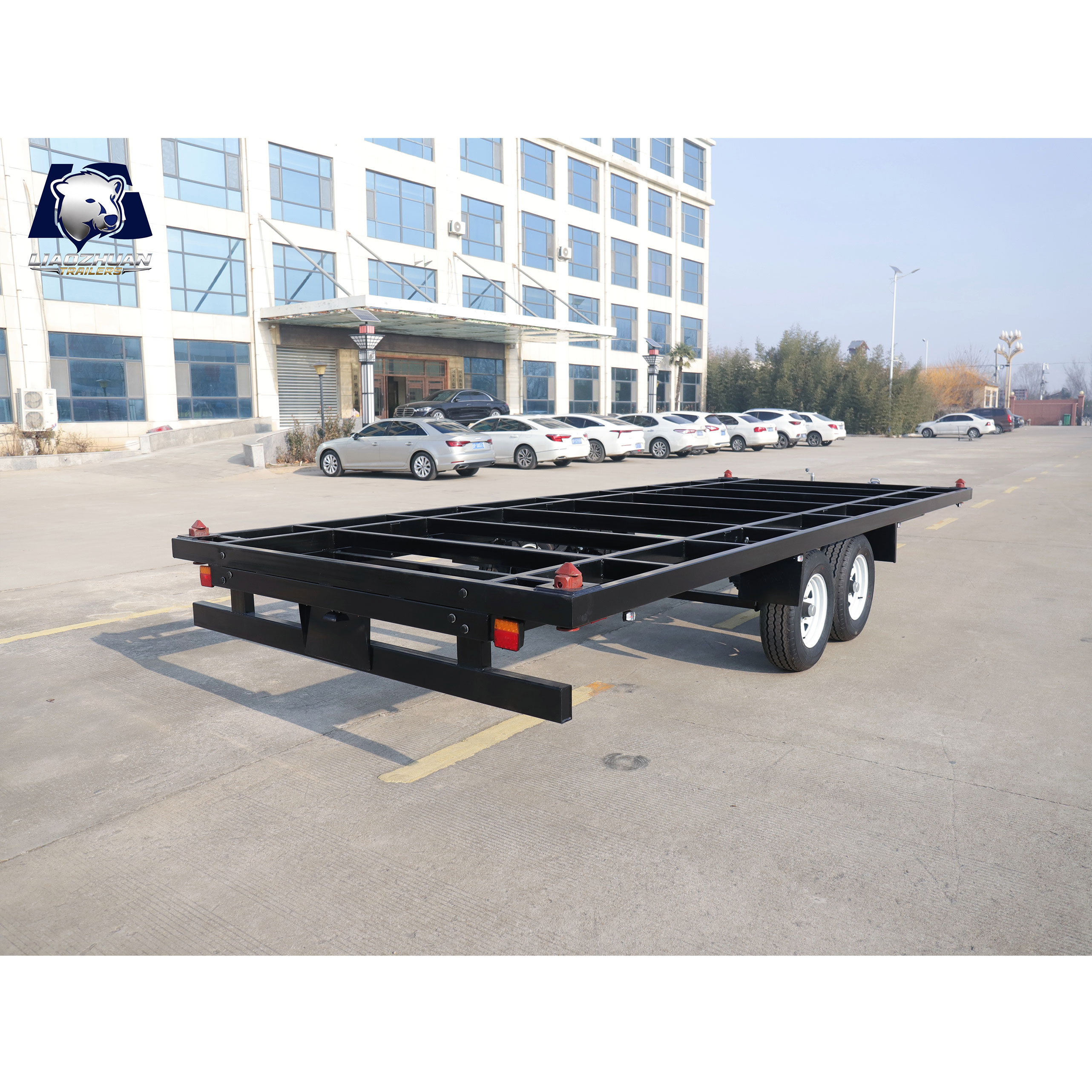 Double-axis container trailer