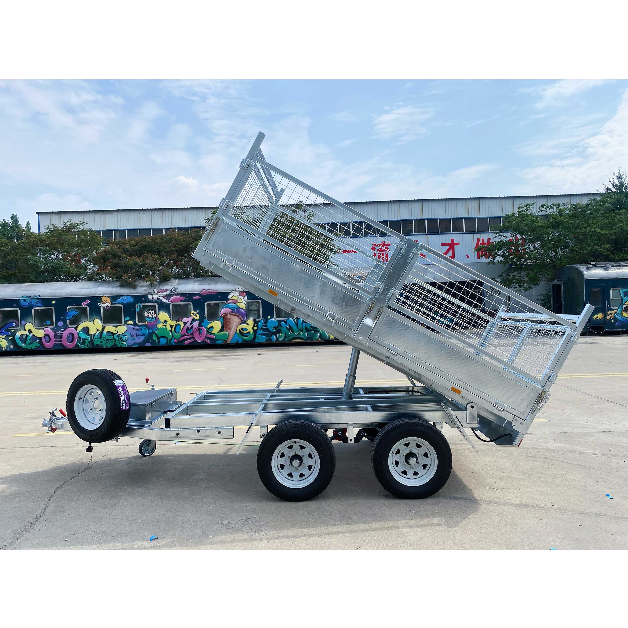 Double-axis dump cage trailer