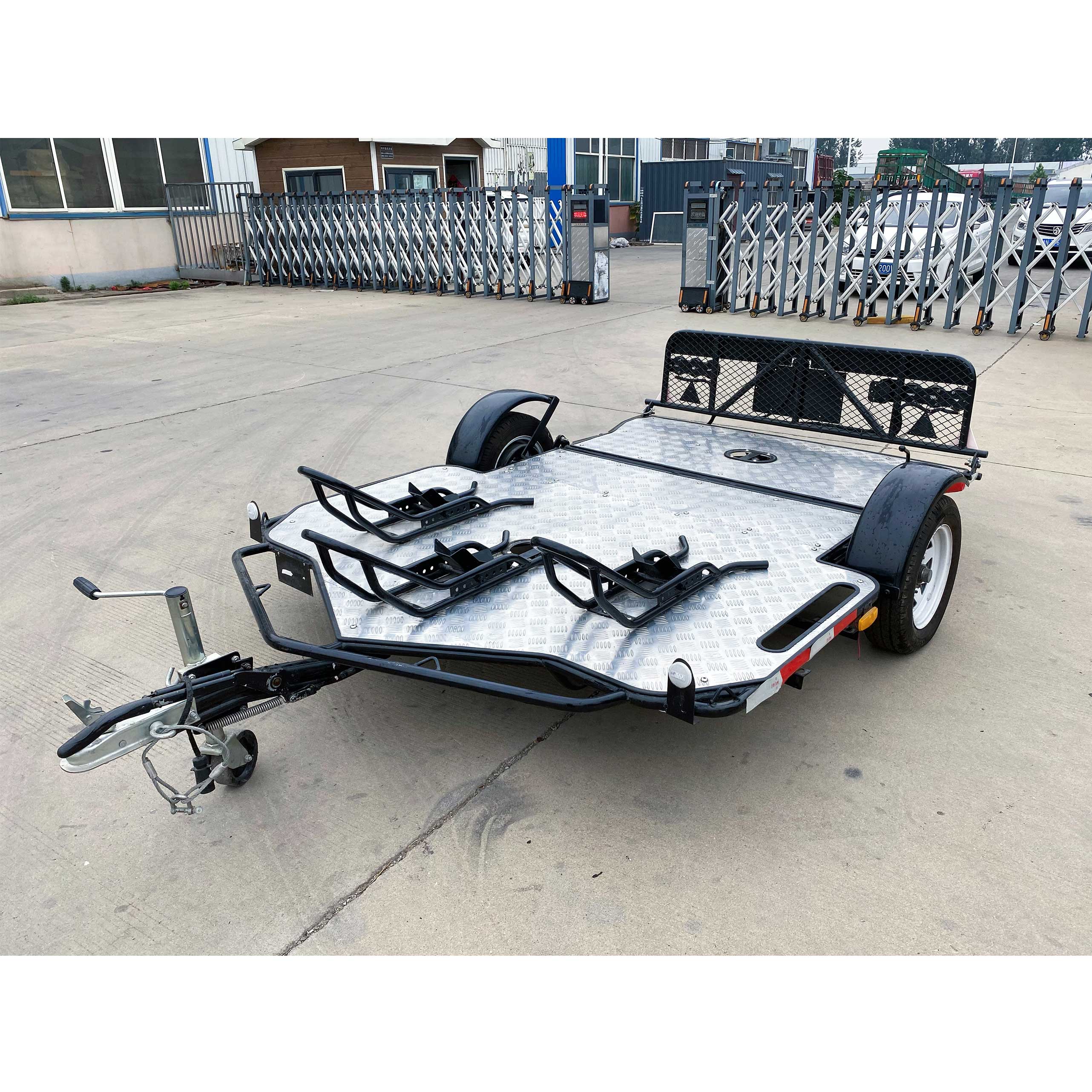 Double hydraulic trailer motorcycle trailer