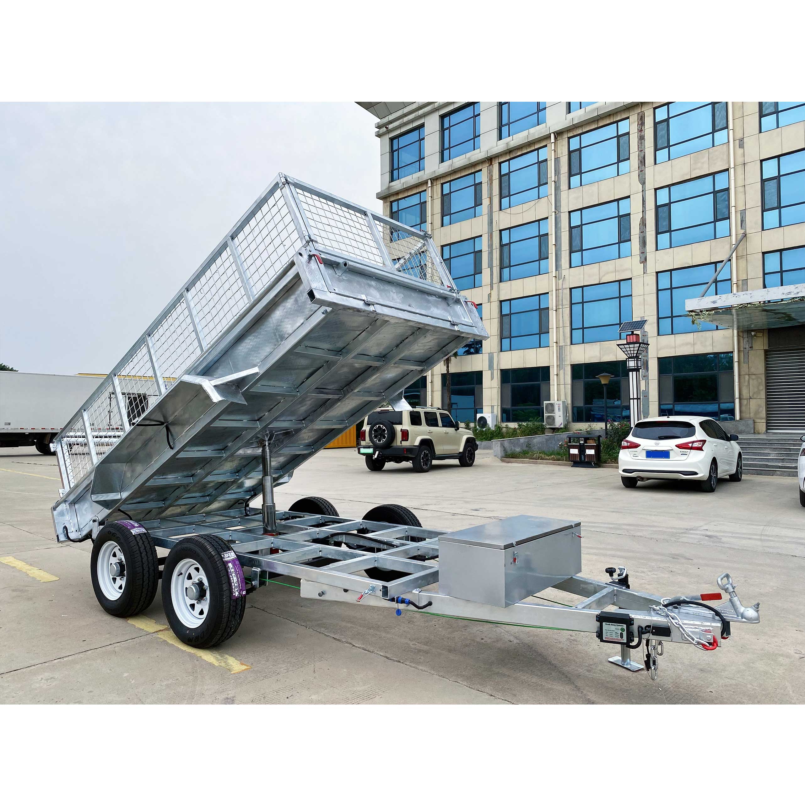 Double-axis hot-dip galvanized dump cage trailer