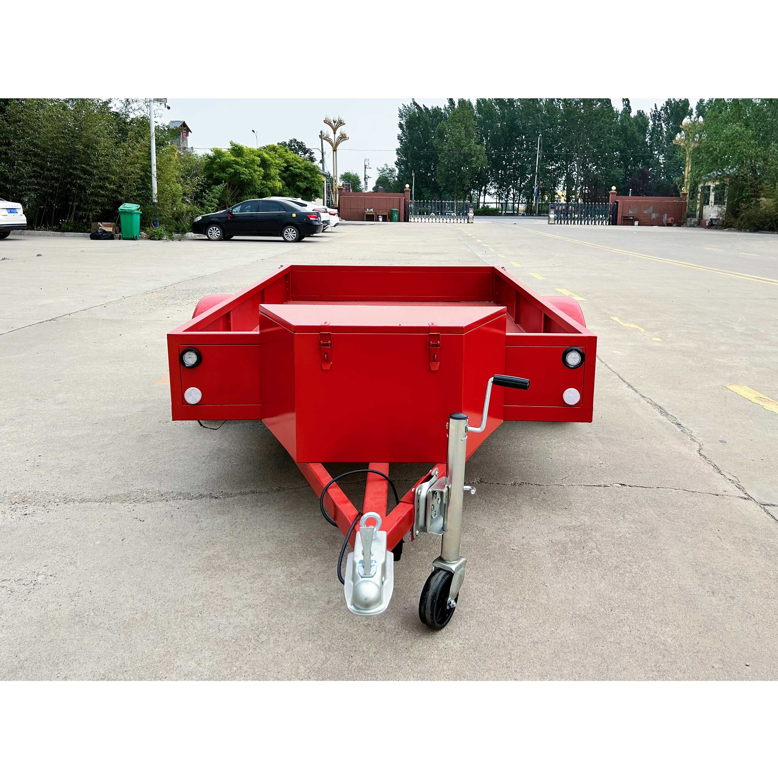 Custom army green single axle fence trailer