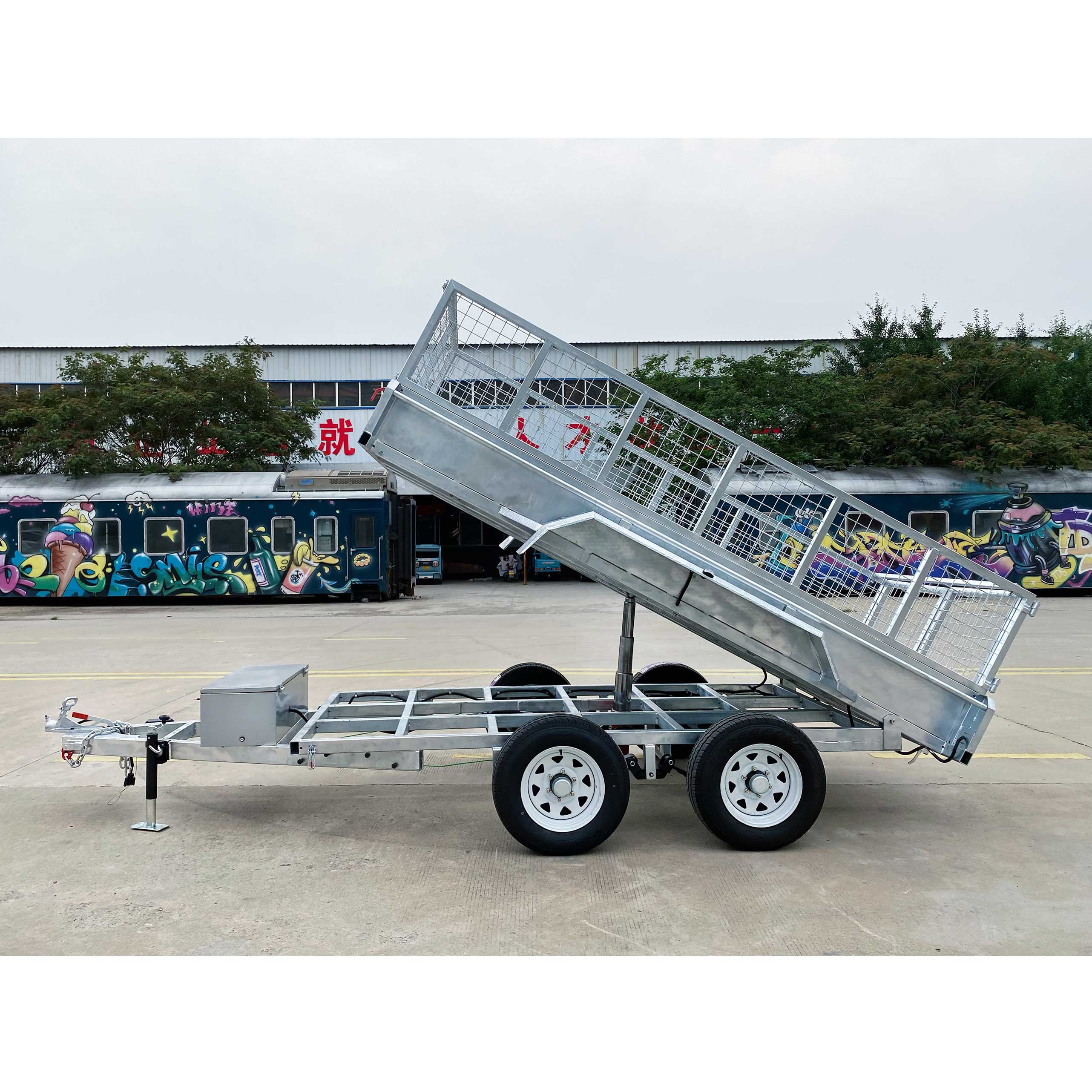 Double-axis hot-dip galvanized dump cage trailer