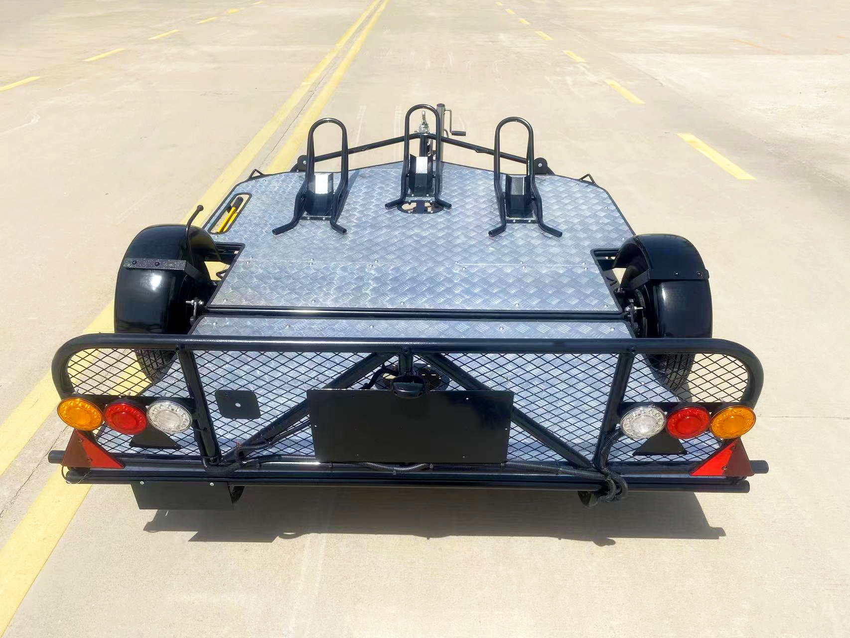 Double hydraulic trailer motorcycle trailer