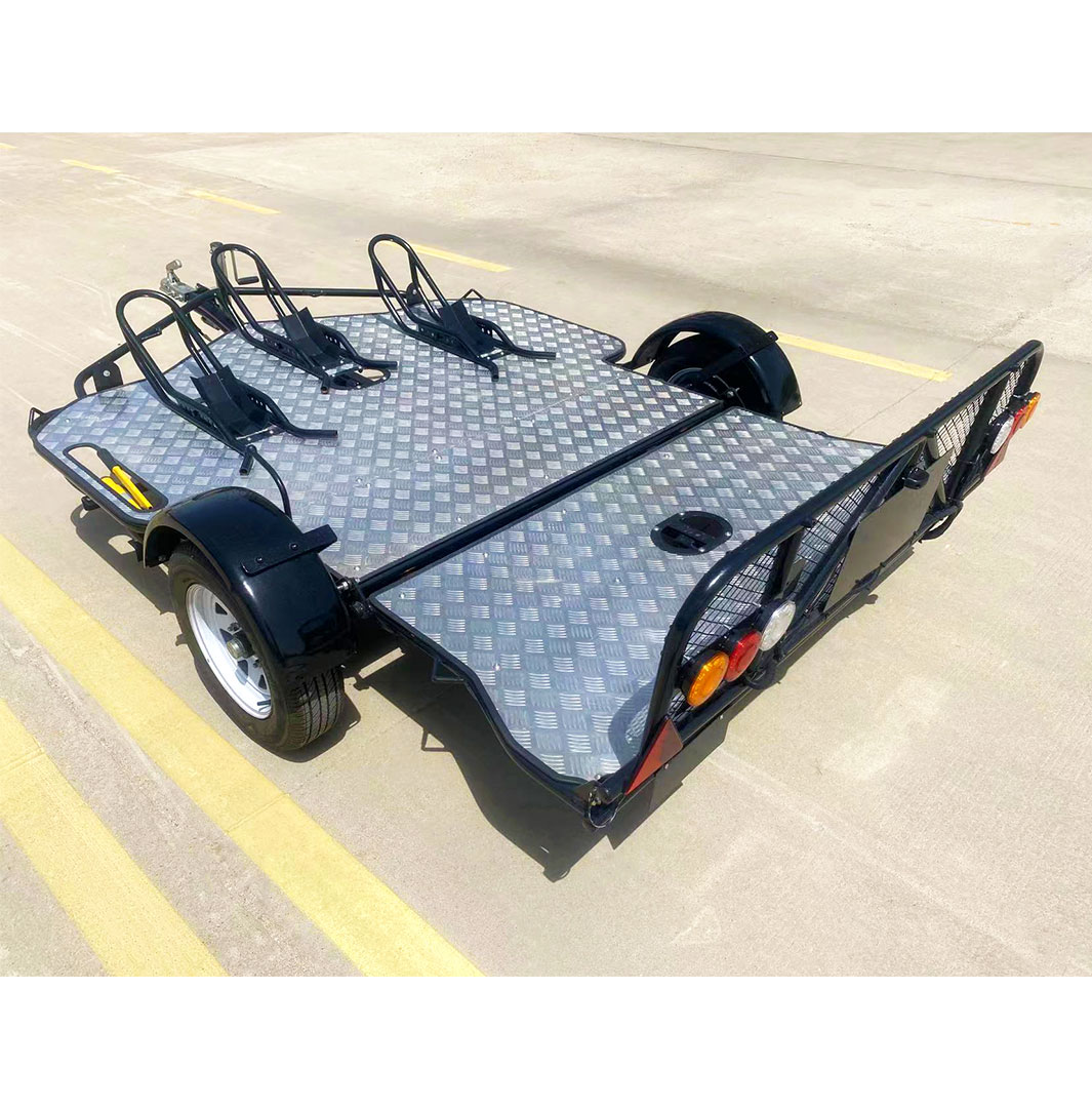 Double hydraulic trailer motorcycle trailer