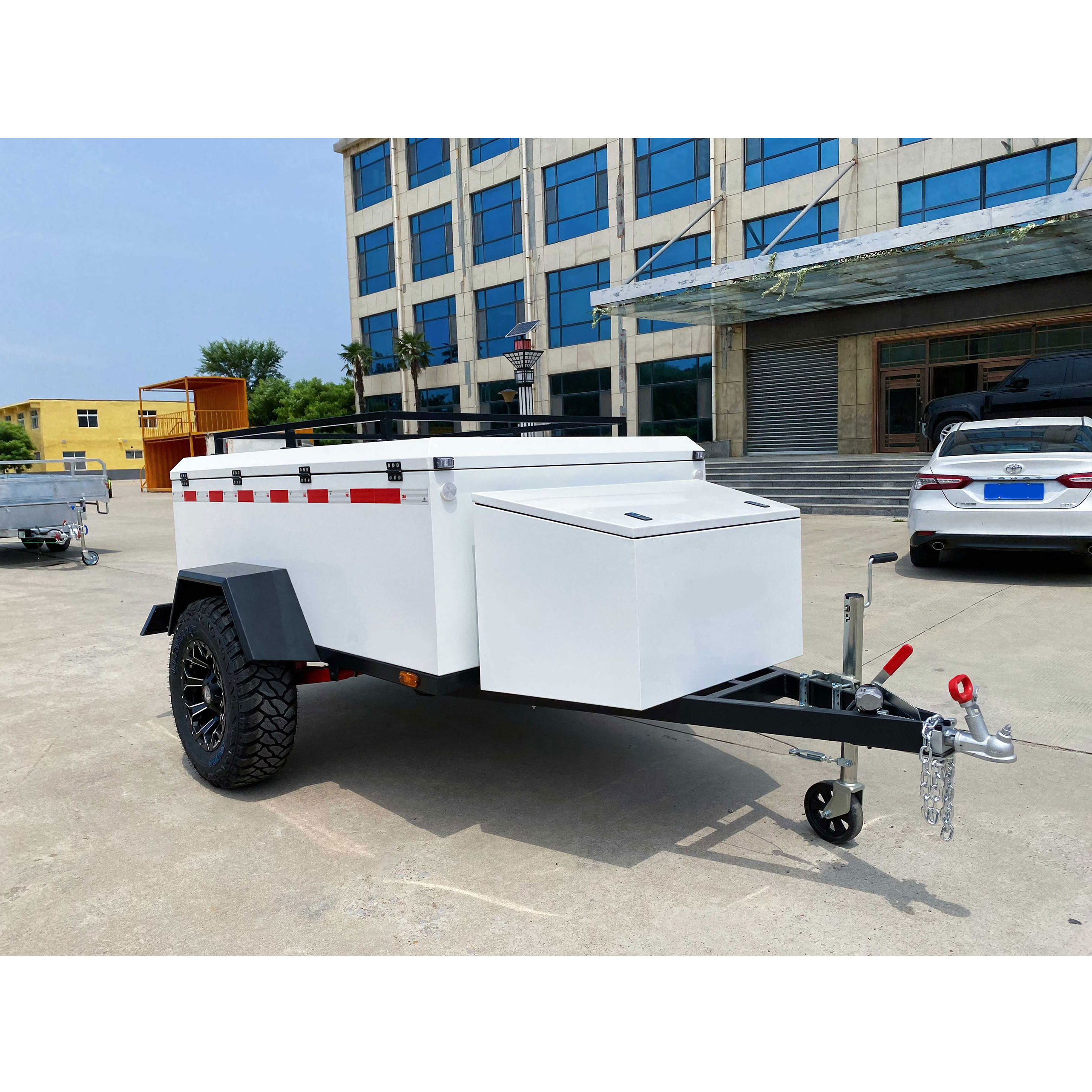 White camping trailer
