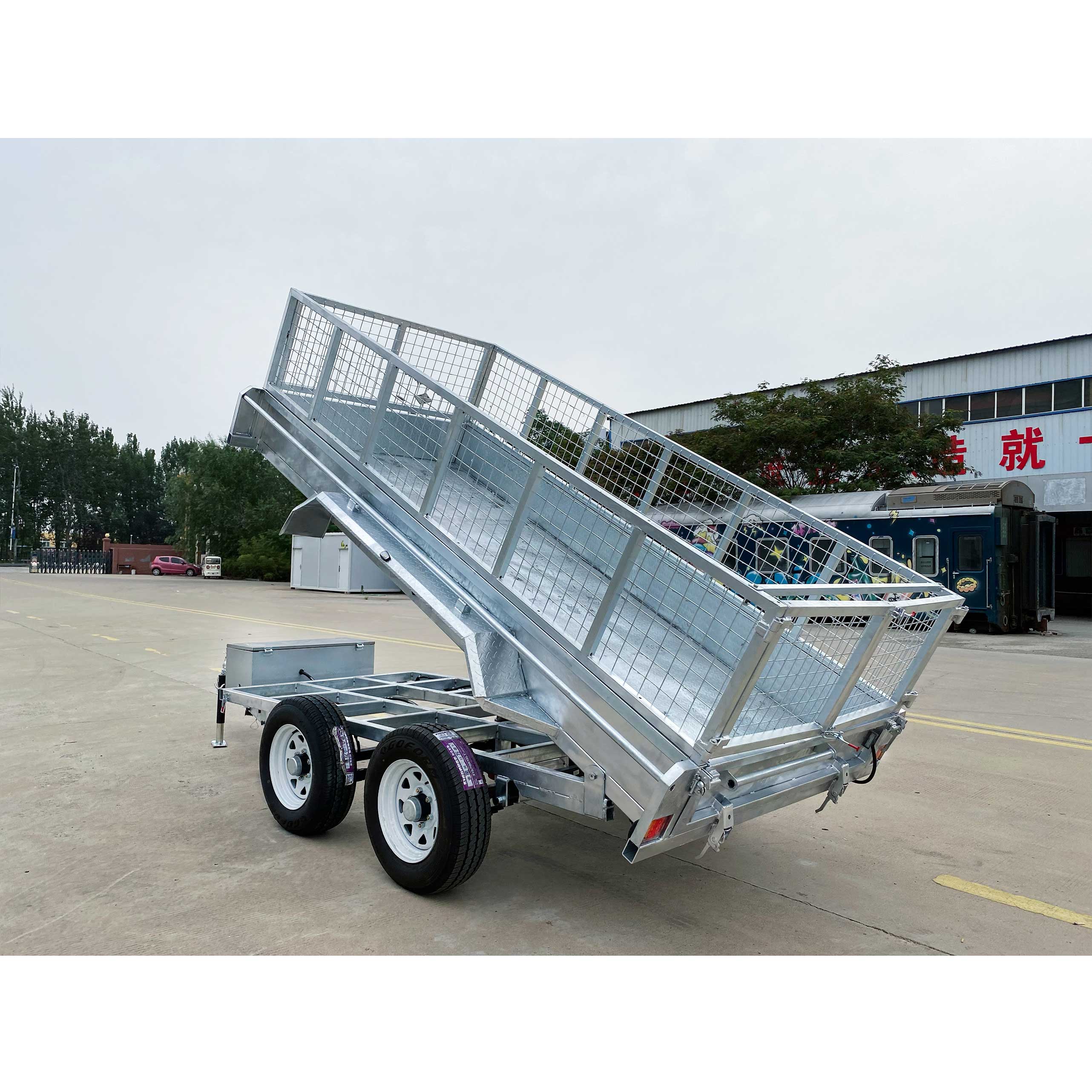 Double-axis hot-dip galvanized dump cage trailer