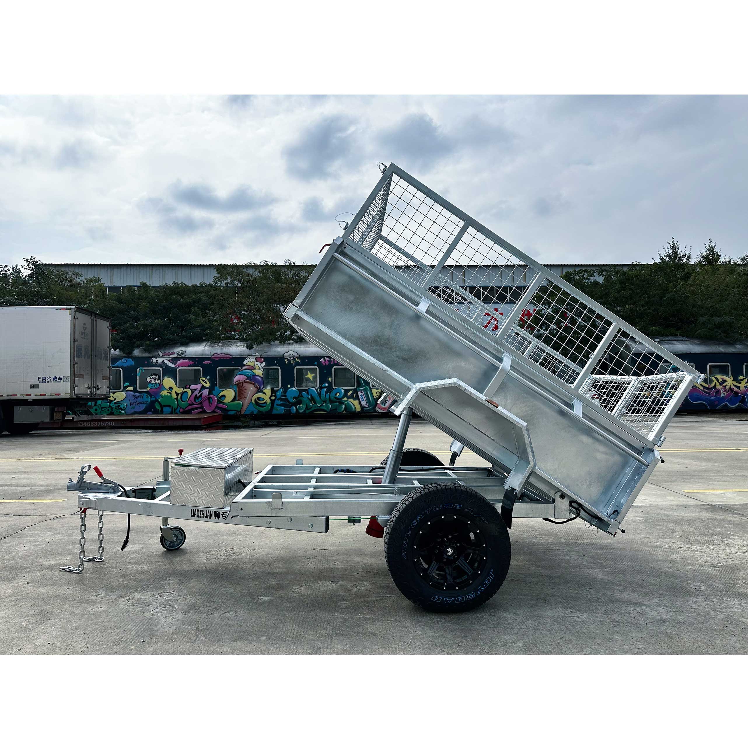 Single-axis 8*5 tipping cage trailer