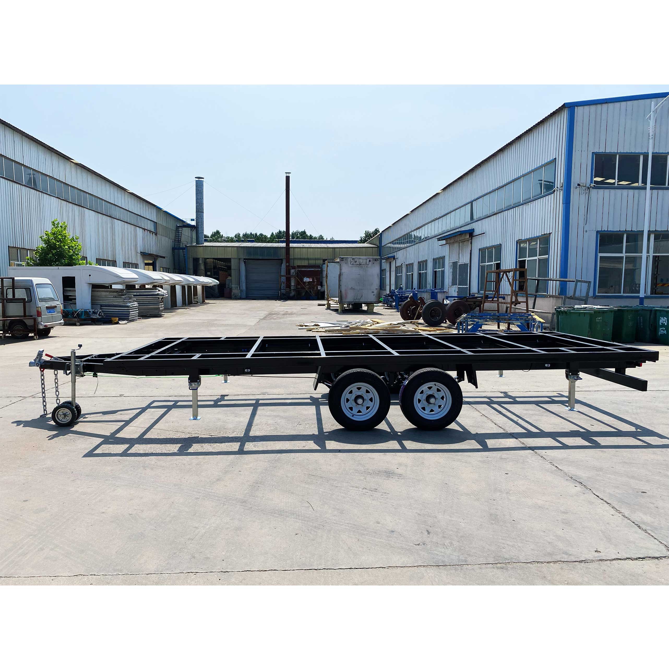 Double-axis frame container house trailer