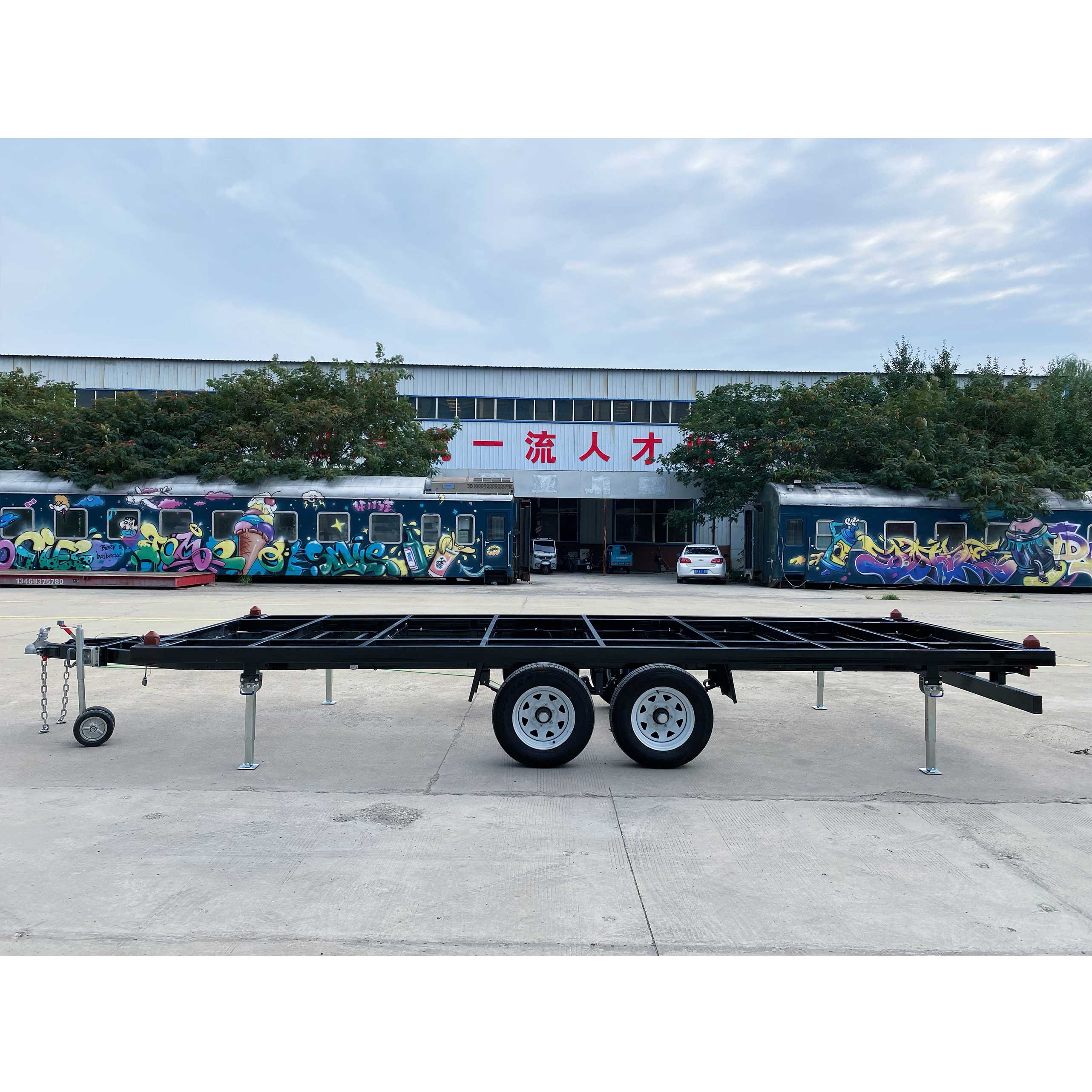 Double-axis frame container house trailer