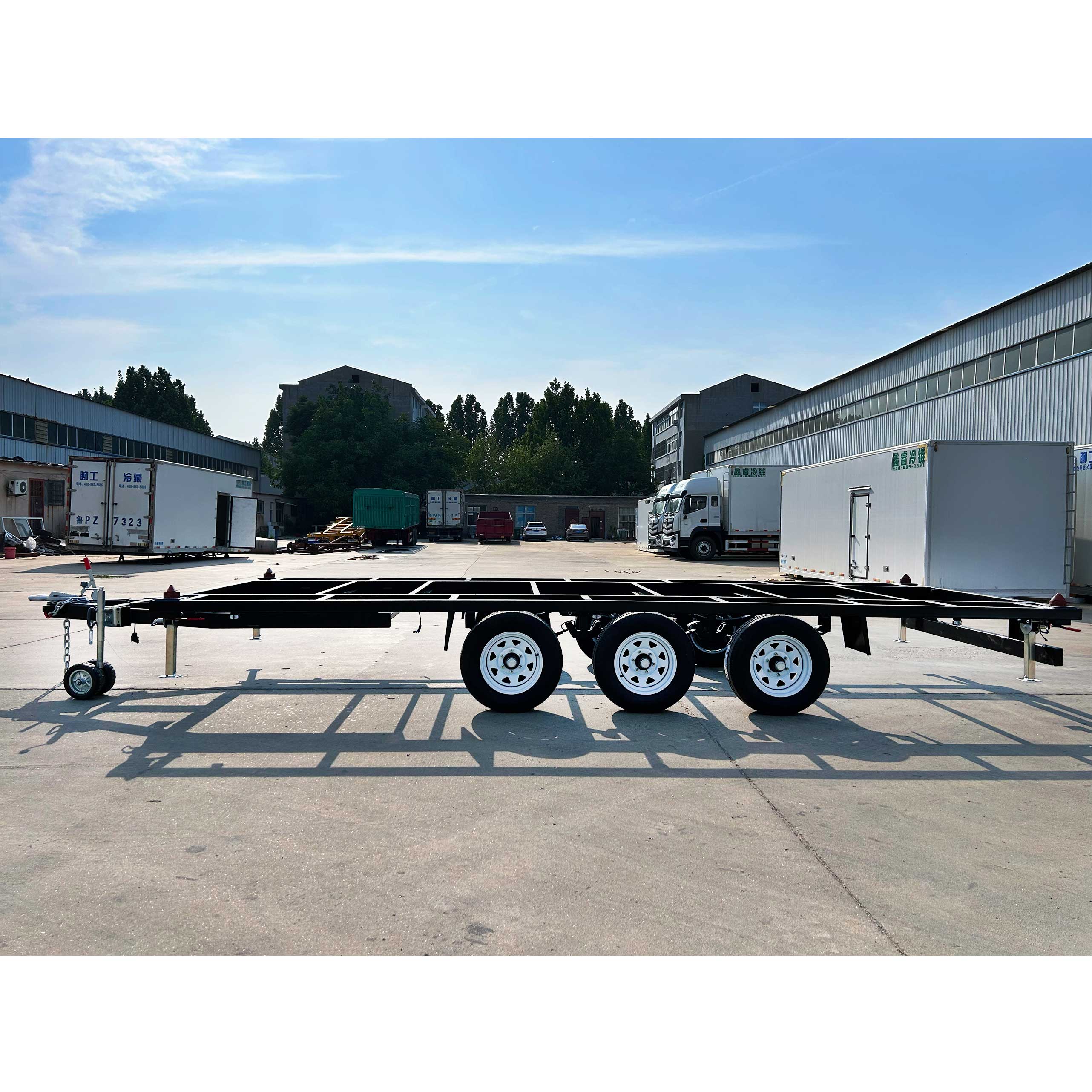 Frame-type black container house trailer