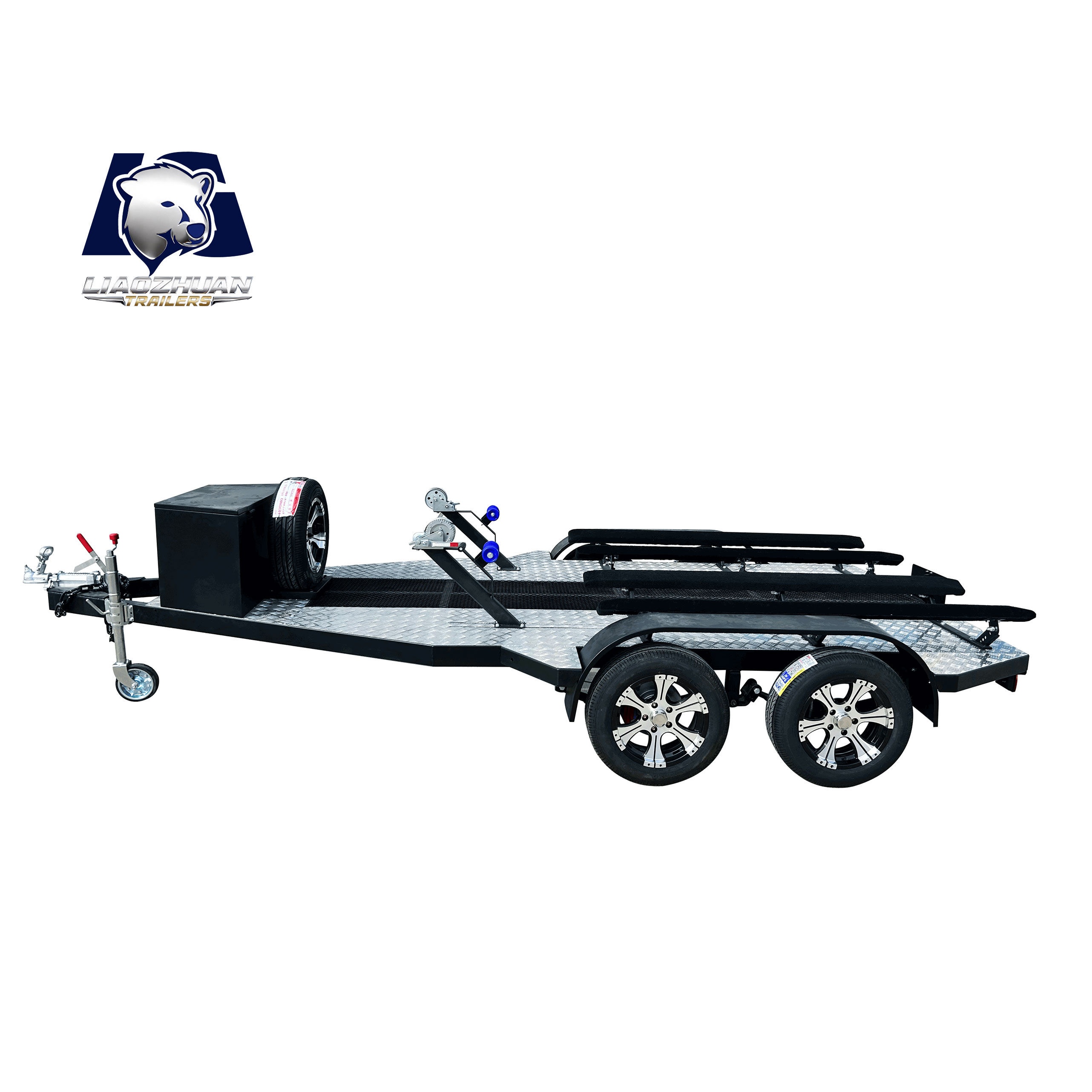Double motorboat trailer