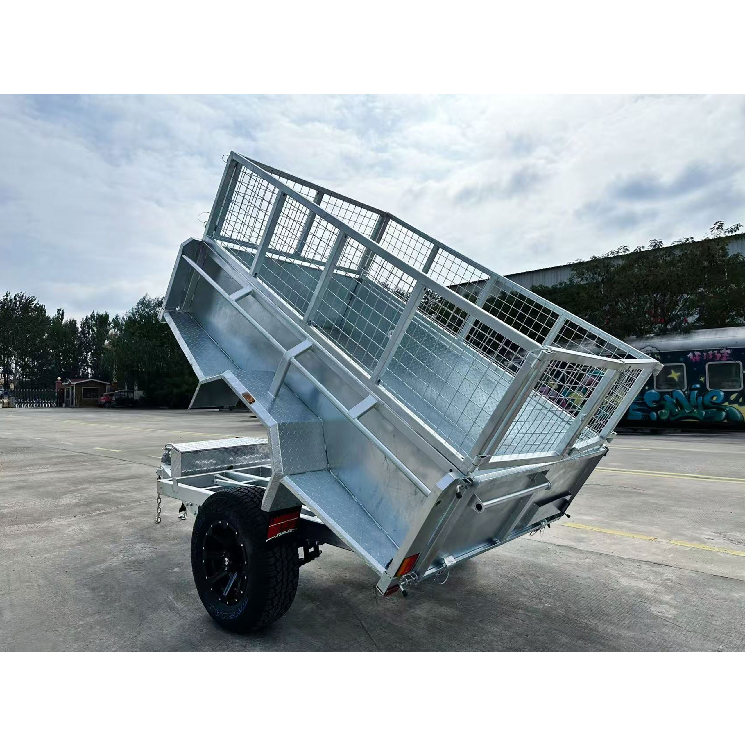 Single-axis 8*5 tipping cage trailer