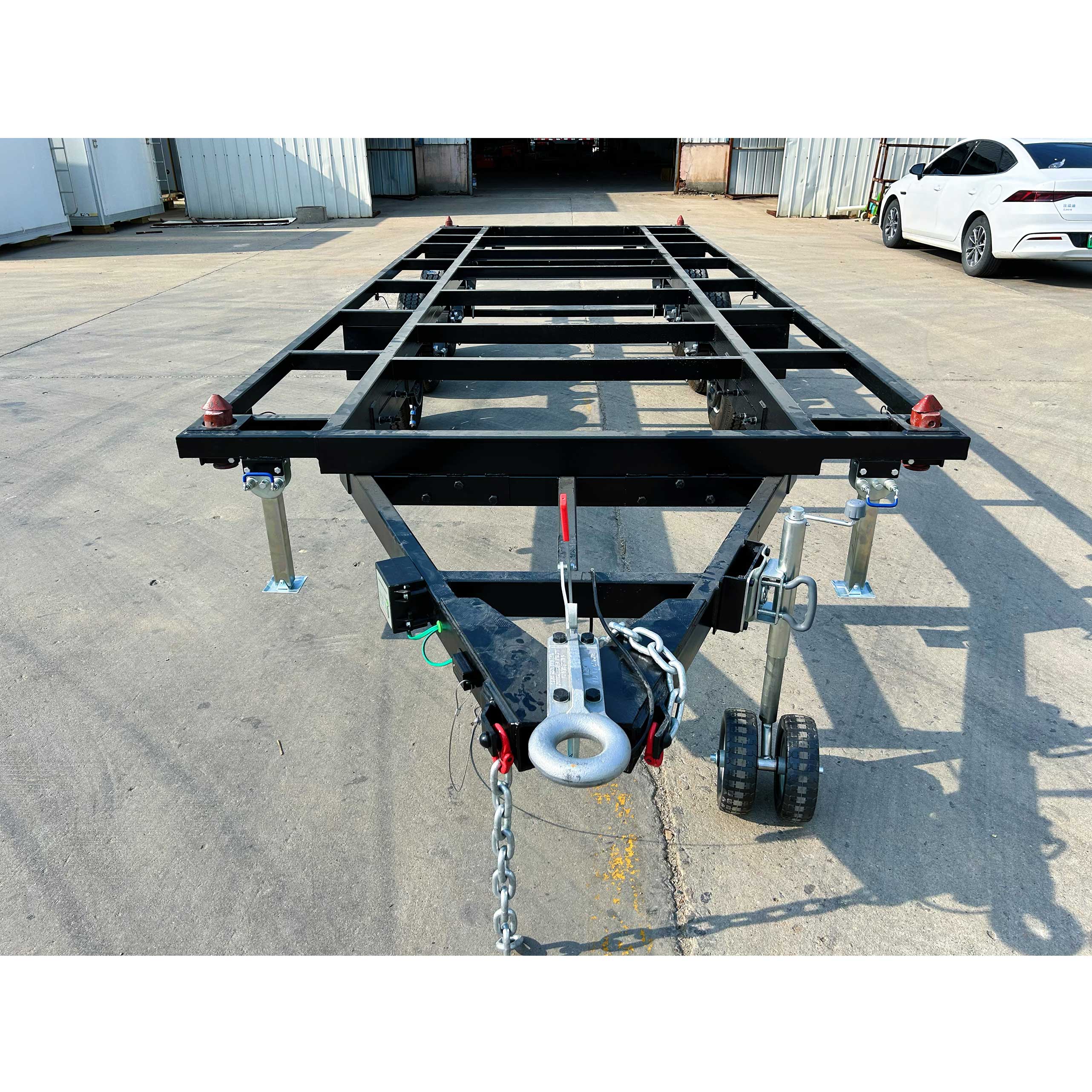 Frame-type black container house trailer