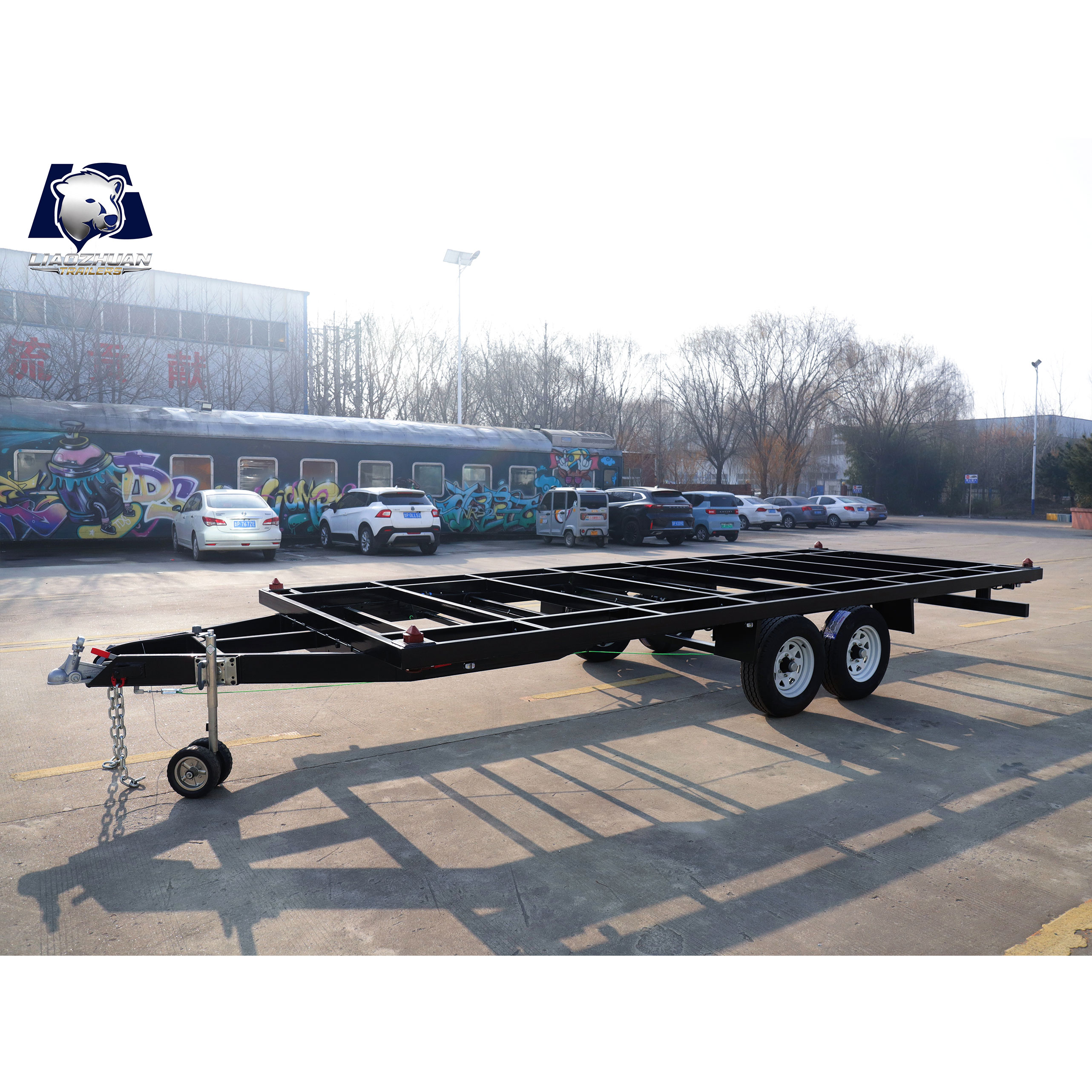Double-axis container trailer