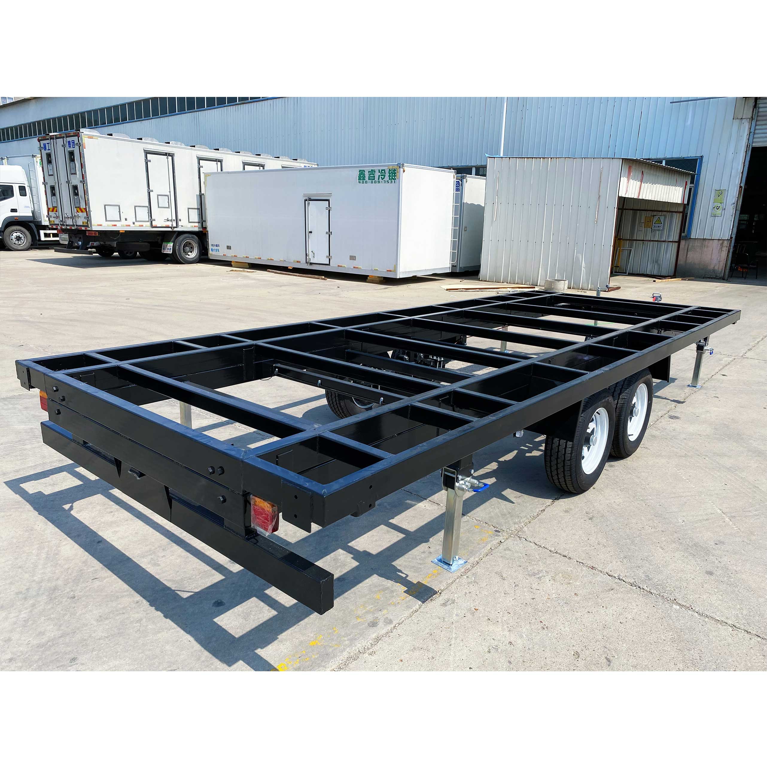 Double-axis frame container house trailer