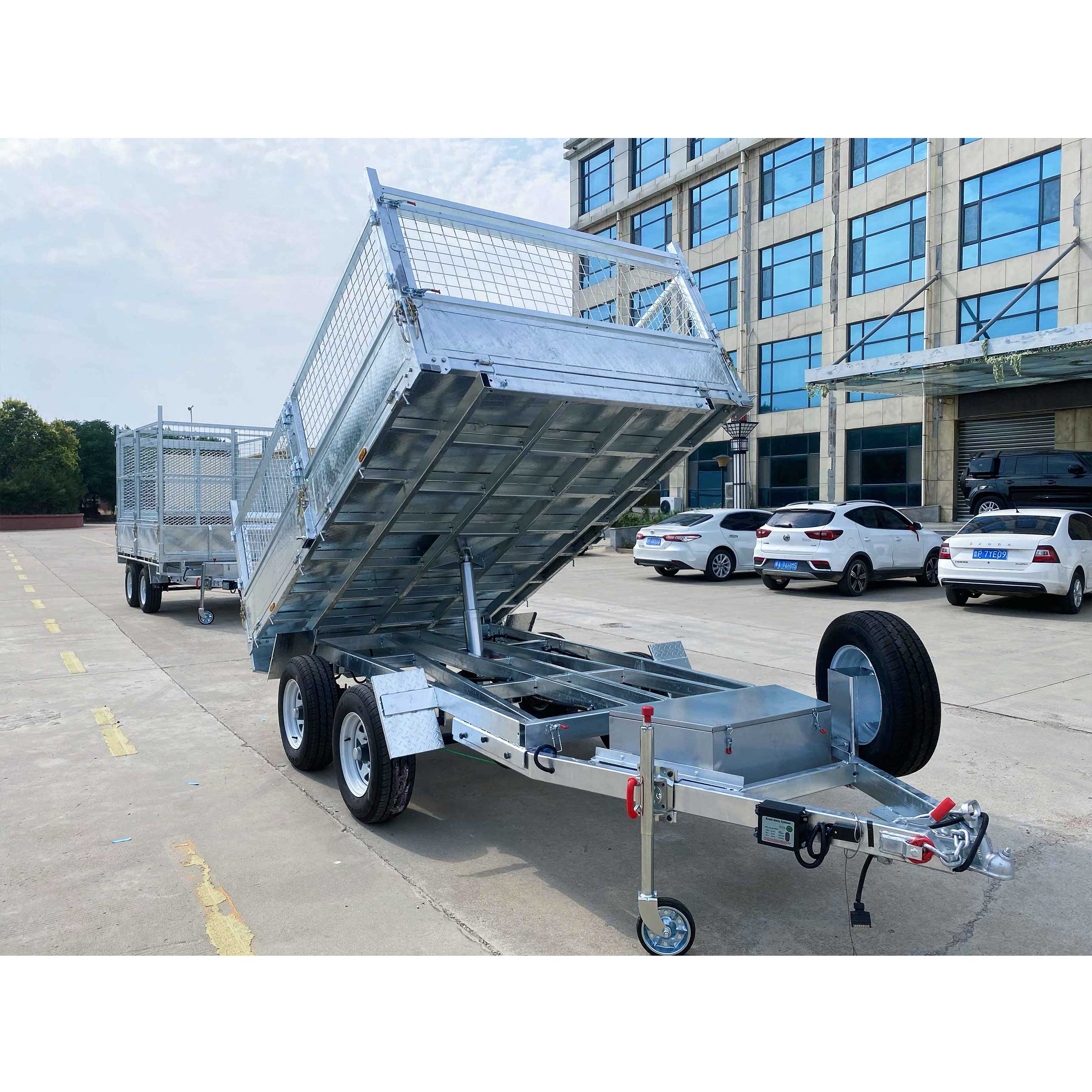 Double-axis dump cage trailer