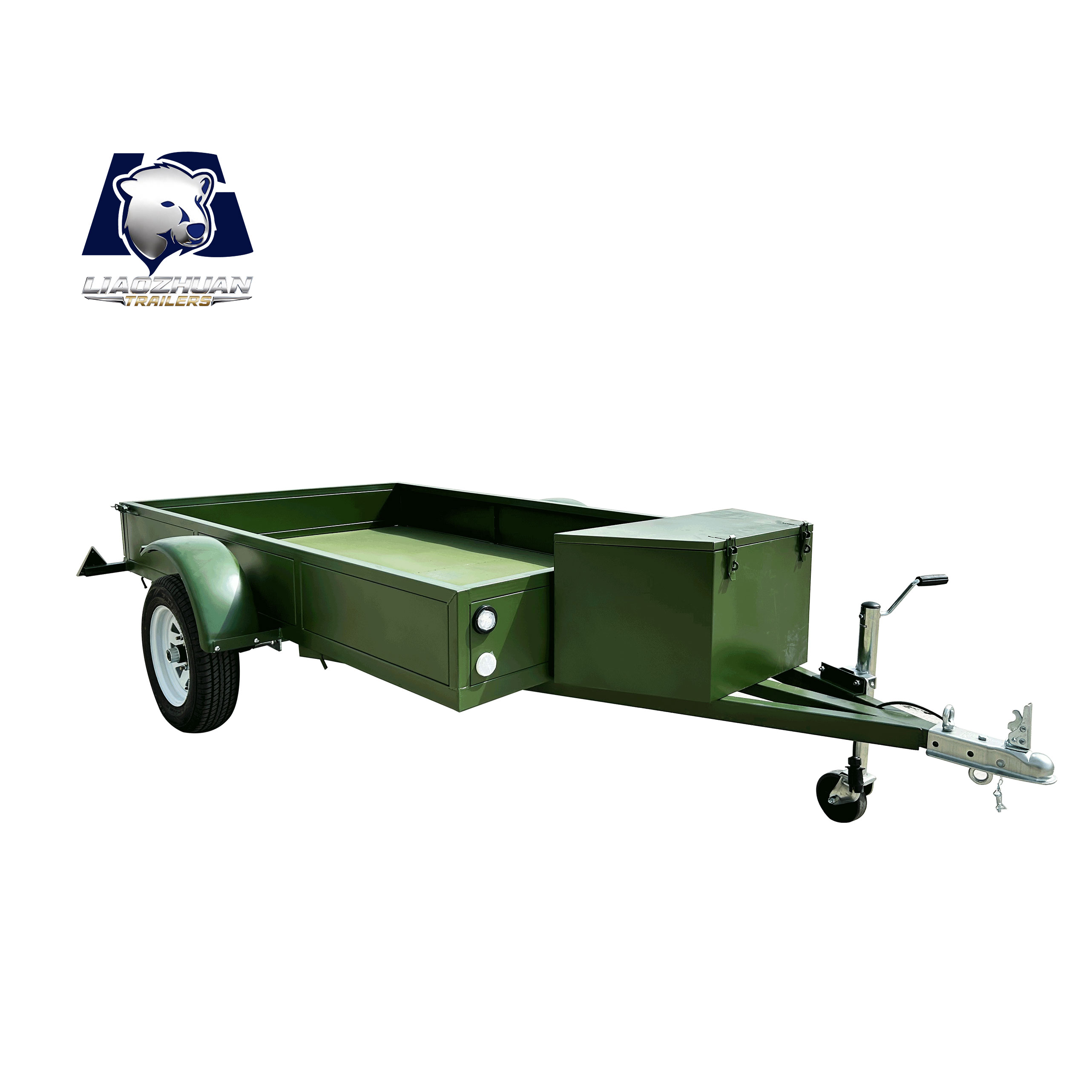 Custom army green single axle fence trailer