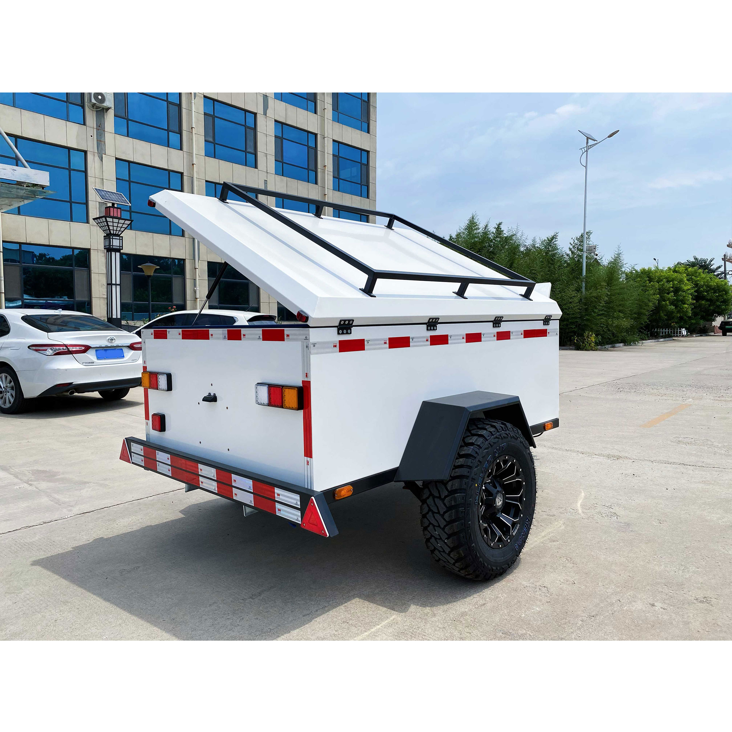 White camping trailer