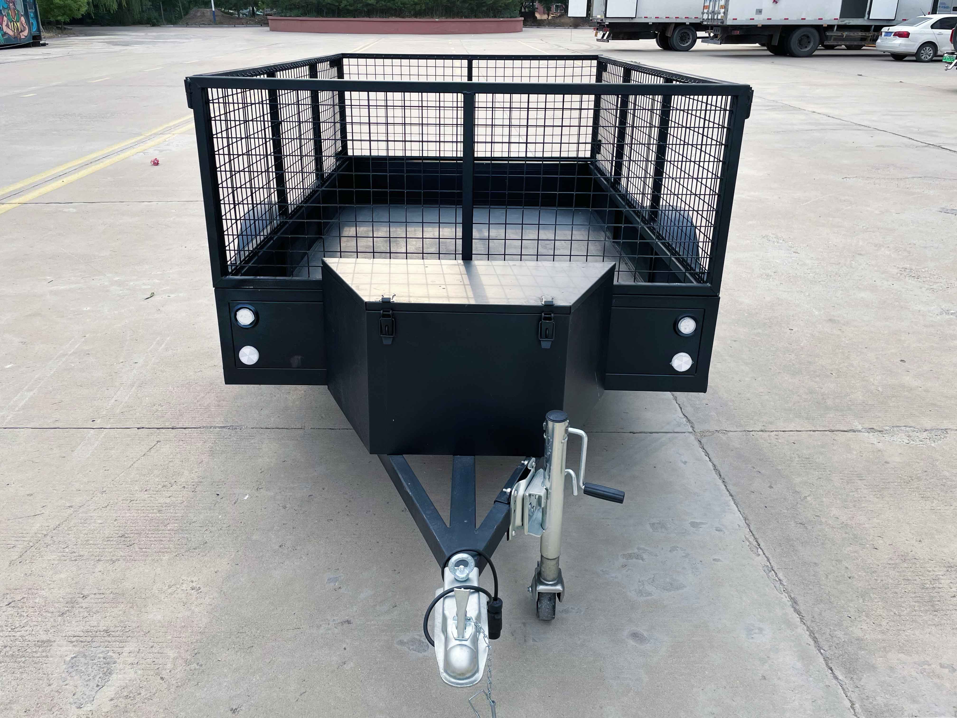 Single-axis powder-coated black box trailer