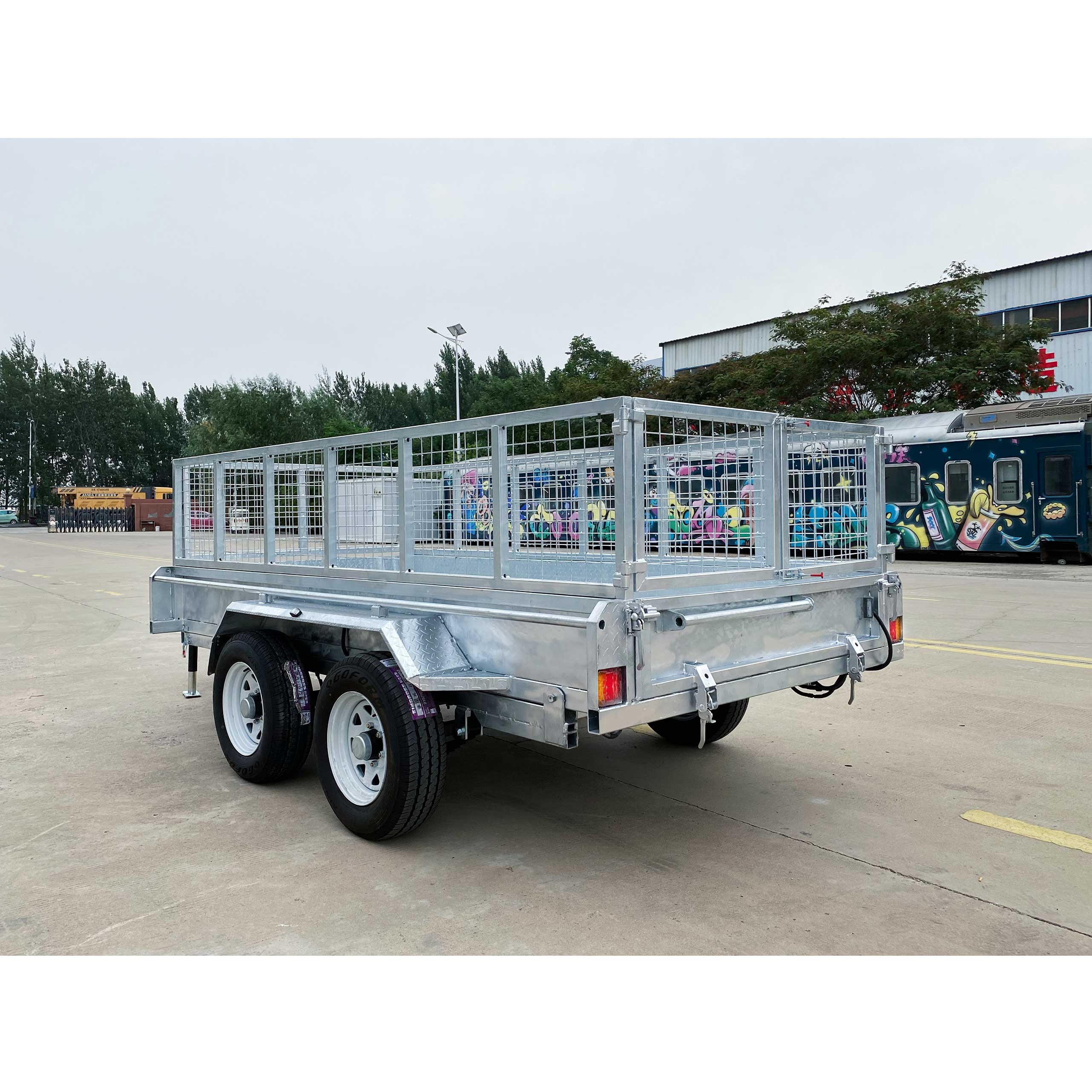 Double-axis hot-dip galvanized dump cage trailer