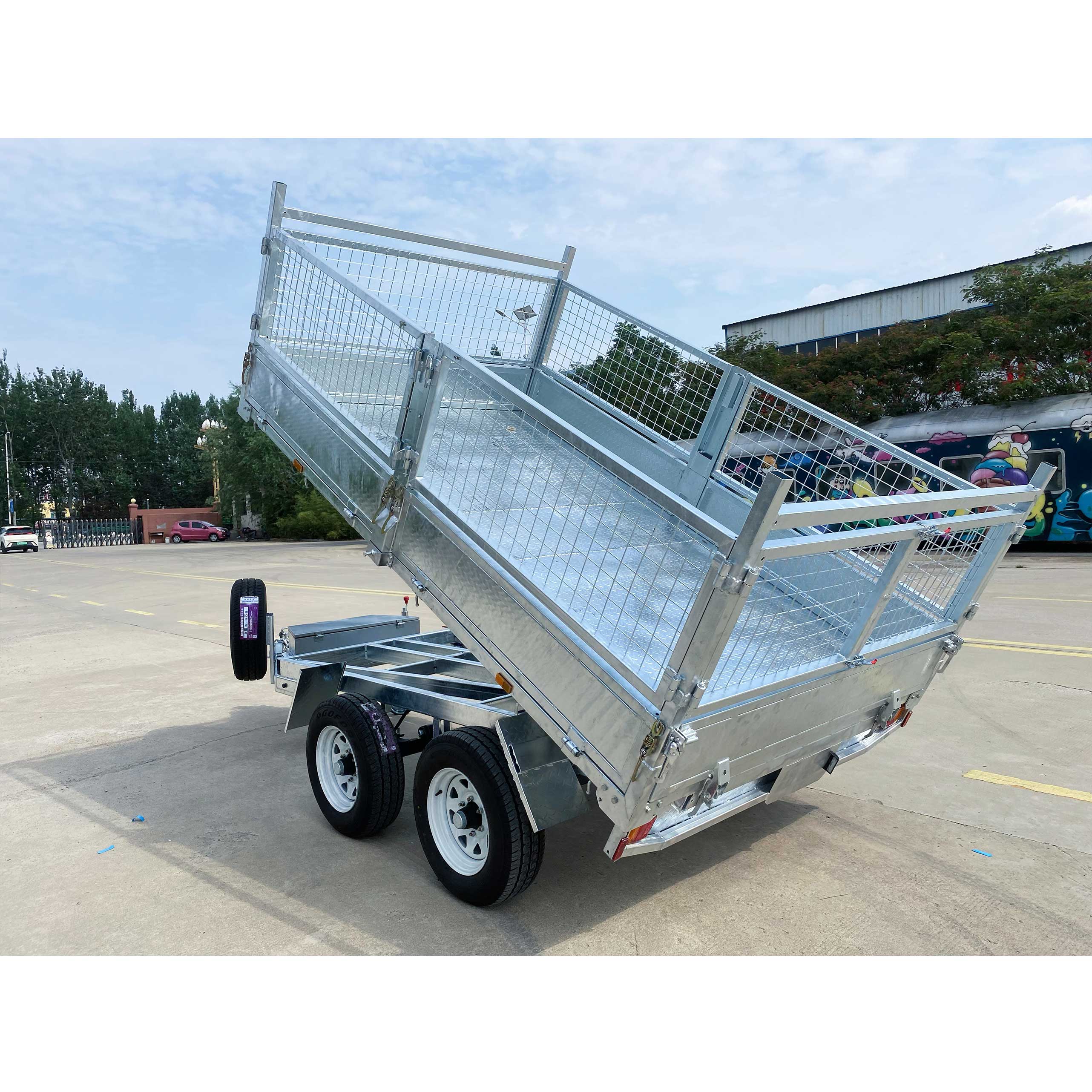 Double-axis dump cage trailer