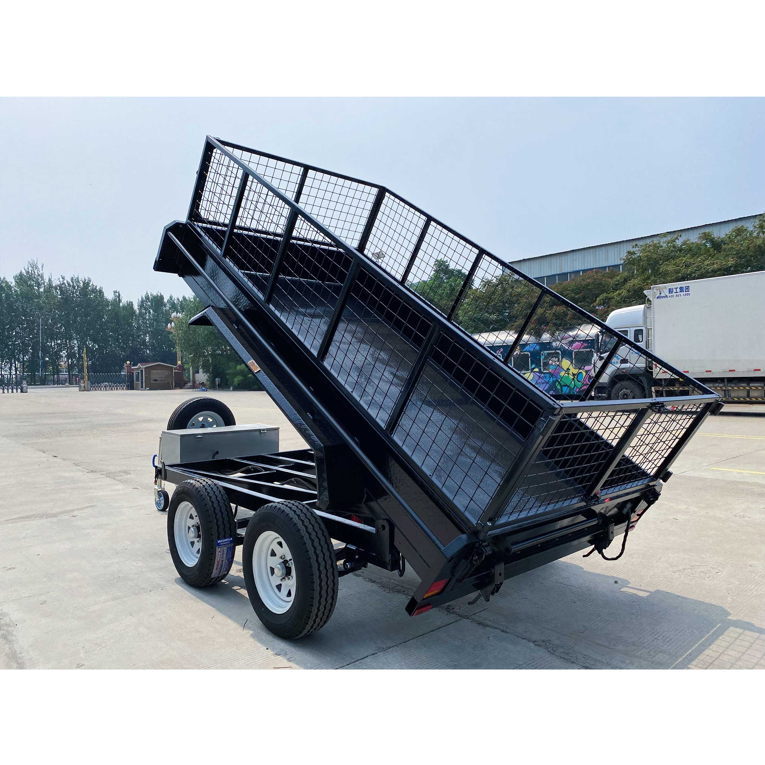 Double-axis black cage-type hydraulic dump truck trailer