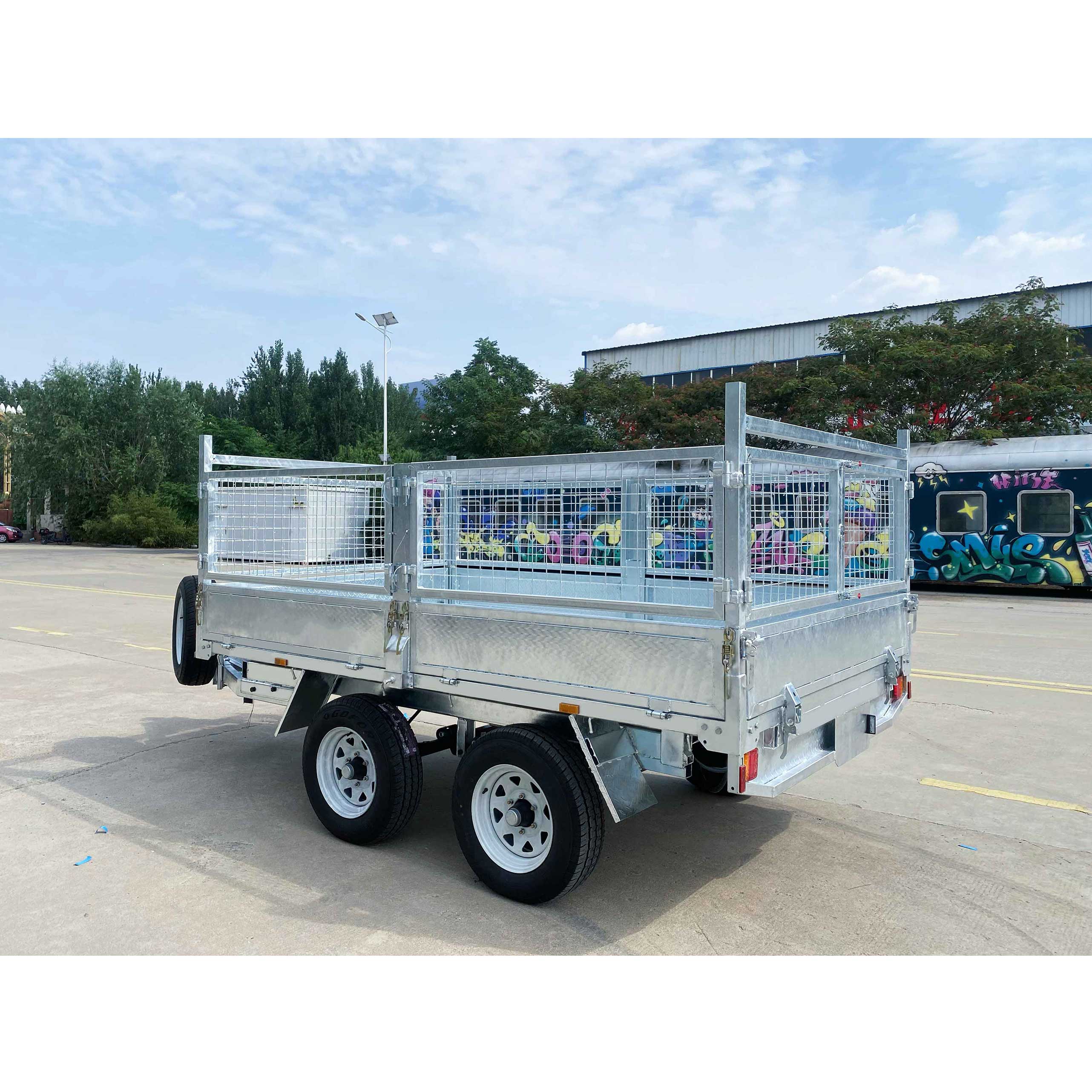 Double-axis dump cage trailer