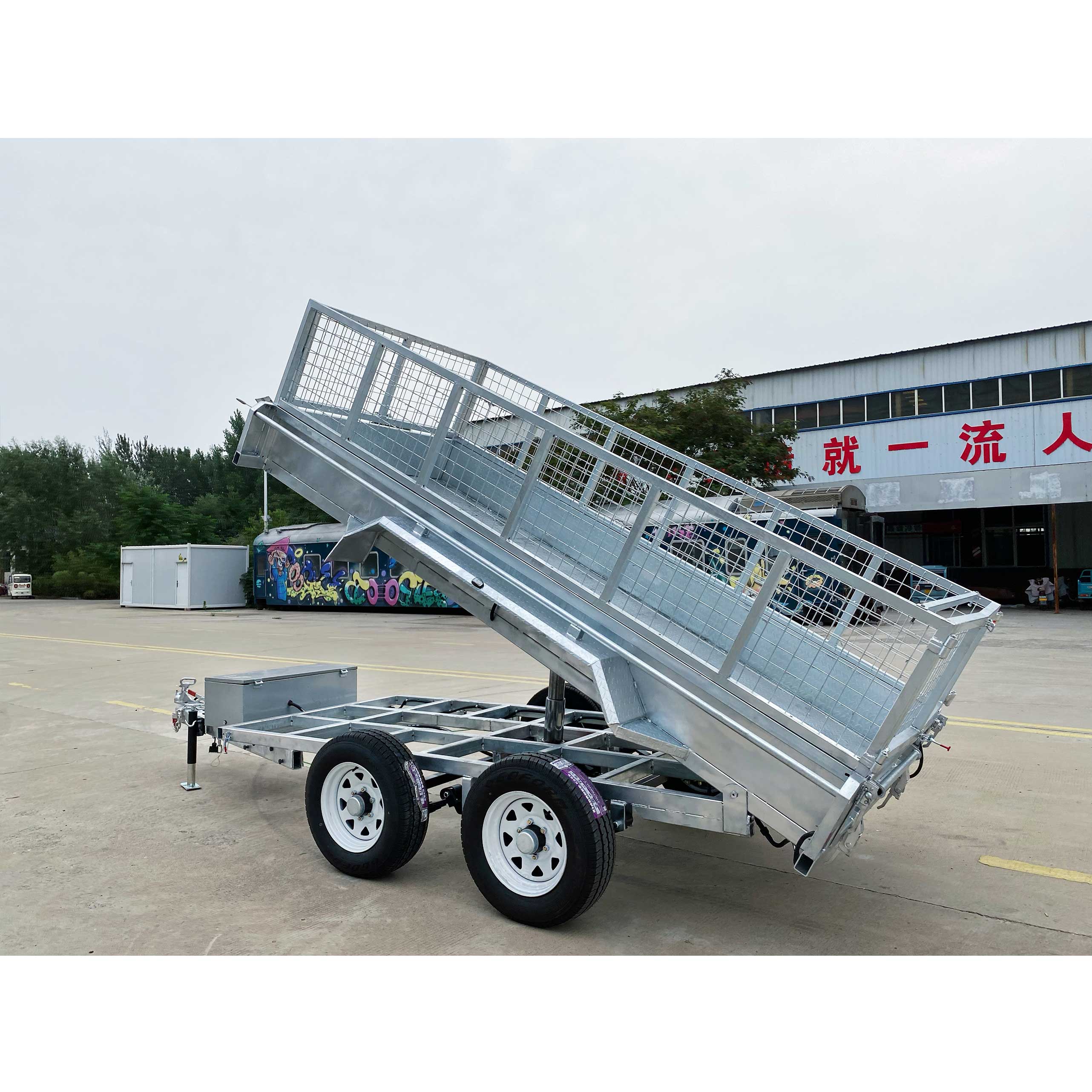 Double-axis hot-dip galvanized dump cage trailer